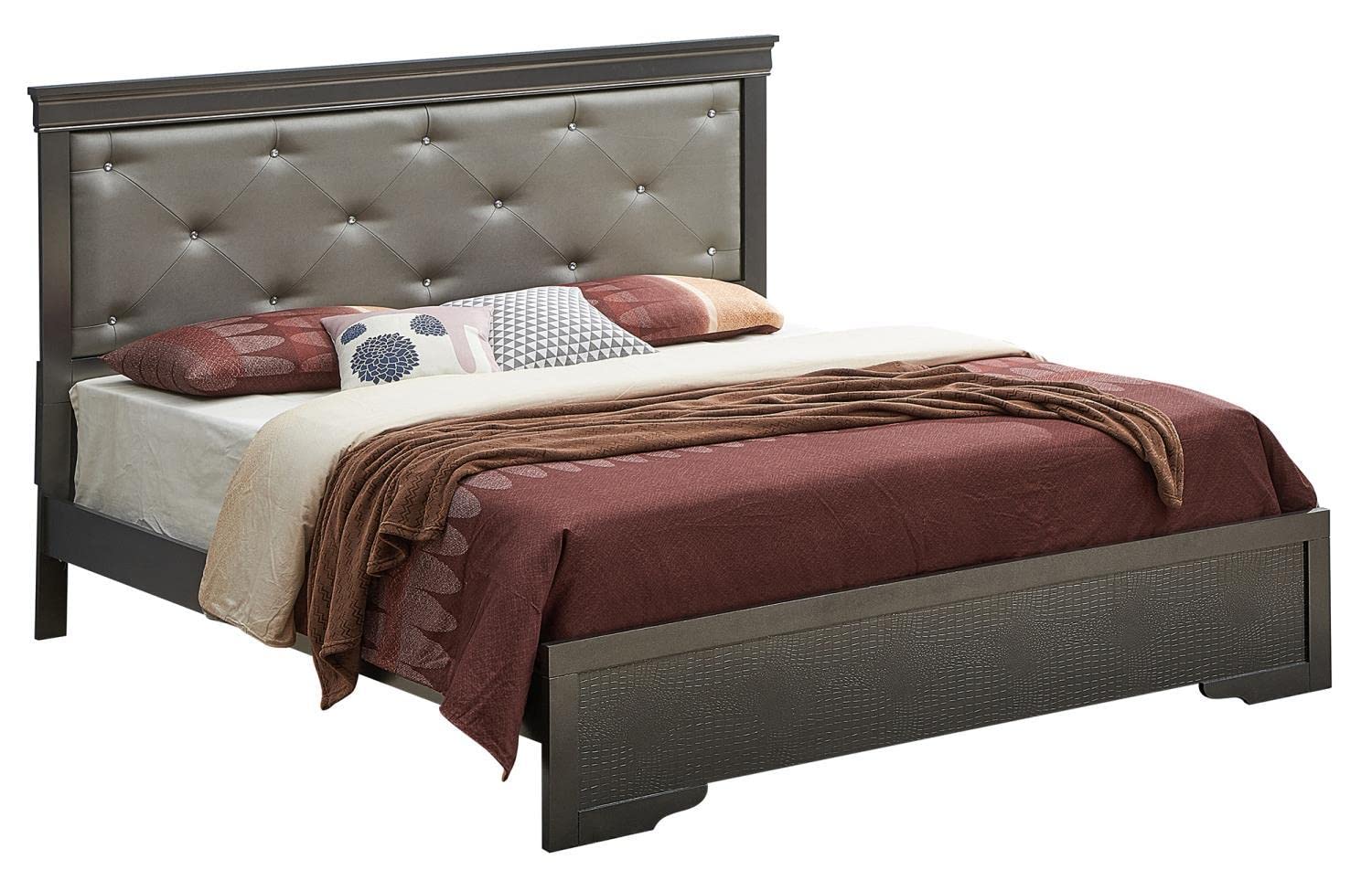 Lorana Metalic Black King Panel Beds