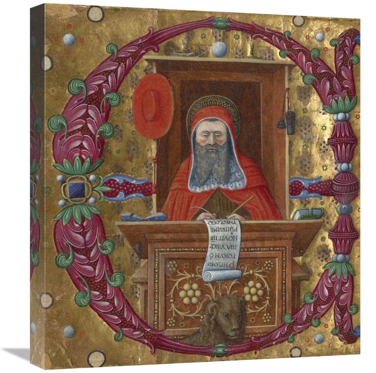 Initial E:  Saint Jerome in His Study-Canvas Art-19.8x22”