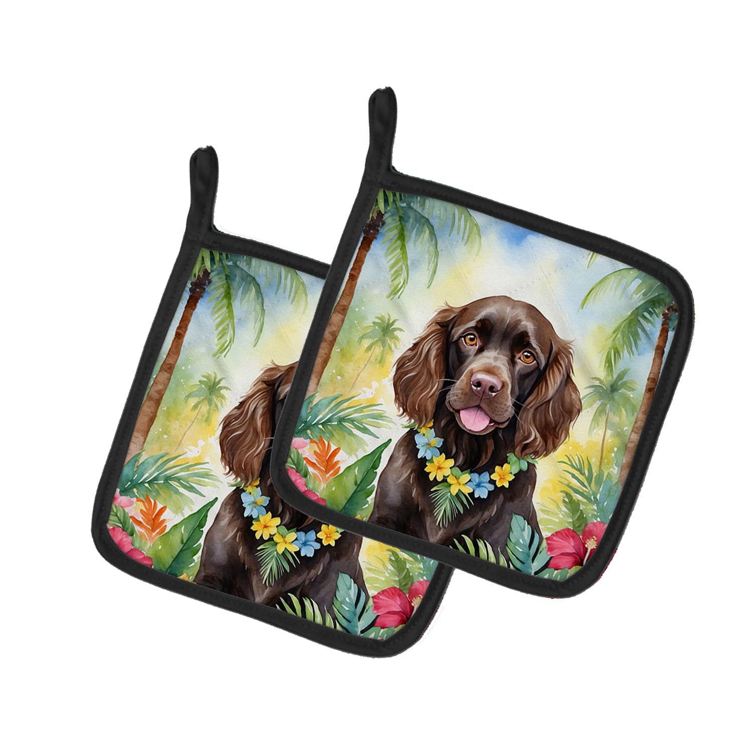Boykin Spaniel Luau Pair of Pot Holders
