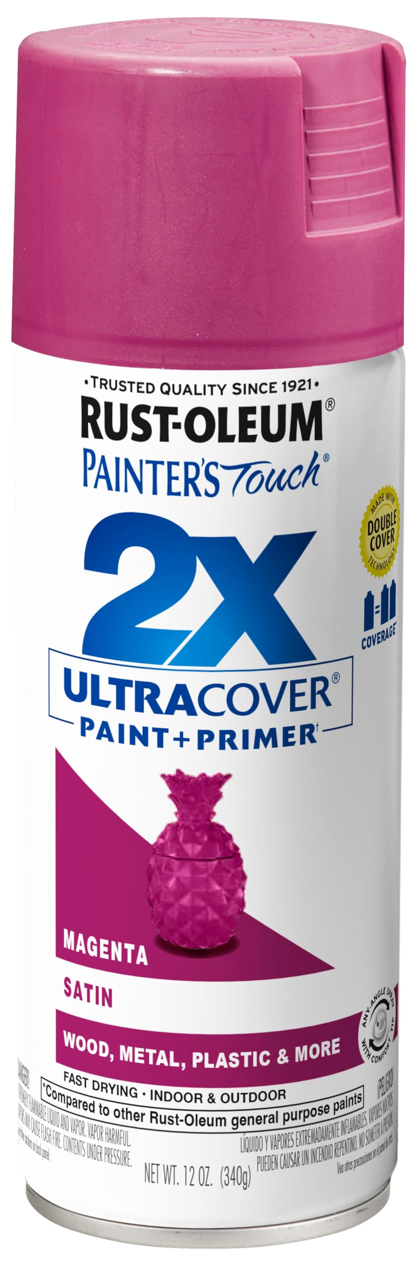 Rust-Oleum 334087 Painter'S Touch 2X Ultra Cover Spray Paint, 12 Oz, Satin Magenta