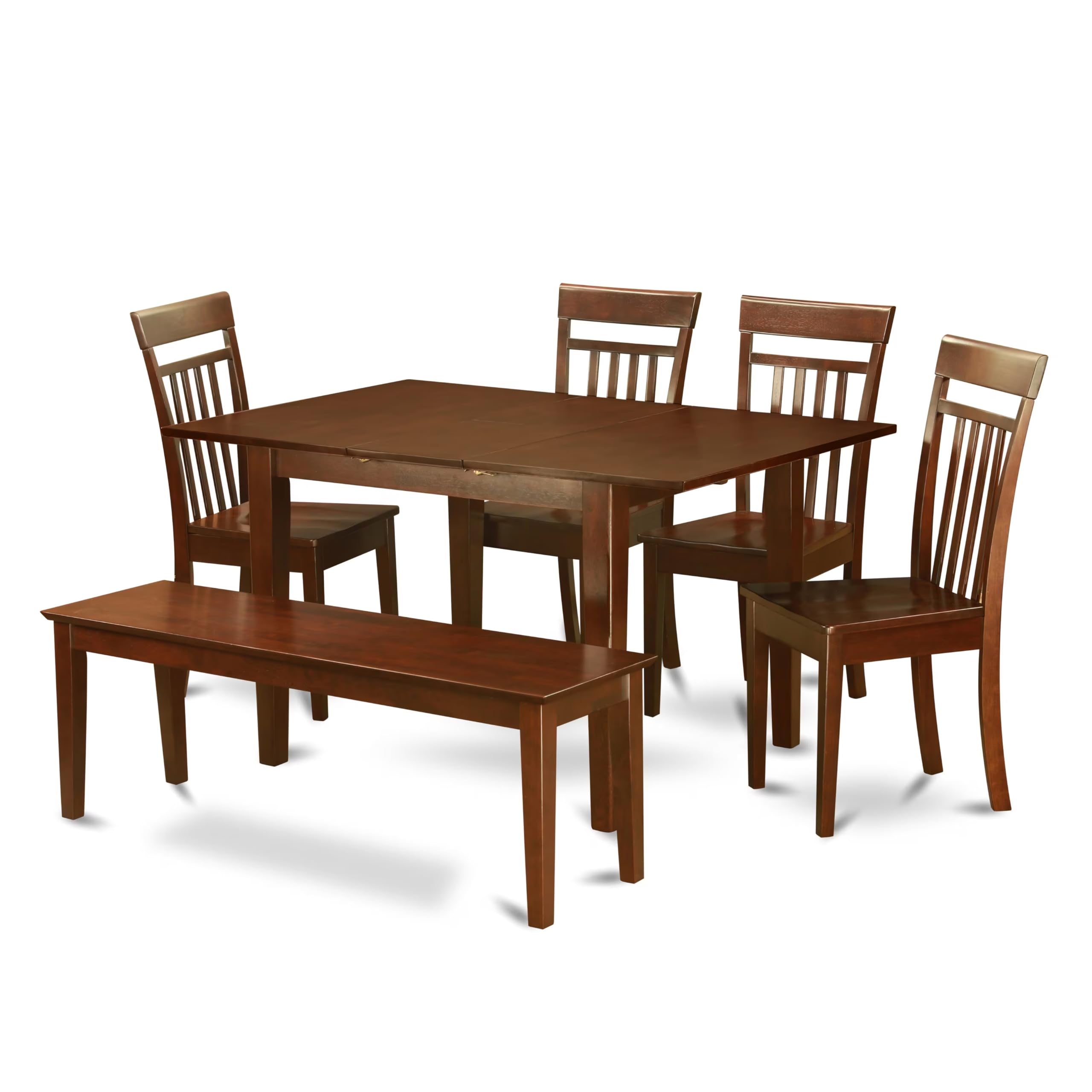 MLCA6-MAH-W 6 Pc dinette set-Kitchen Table and 4 Dining Chairs and Dining Bench