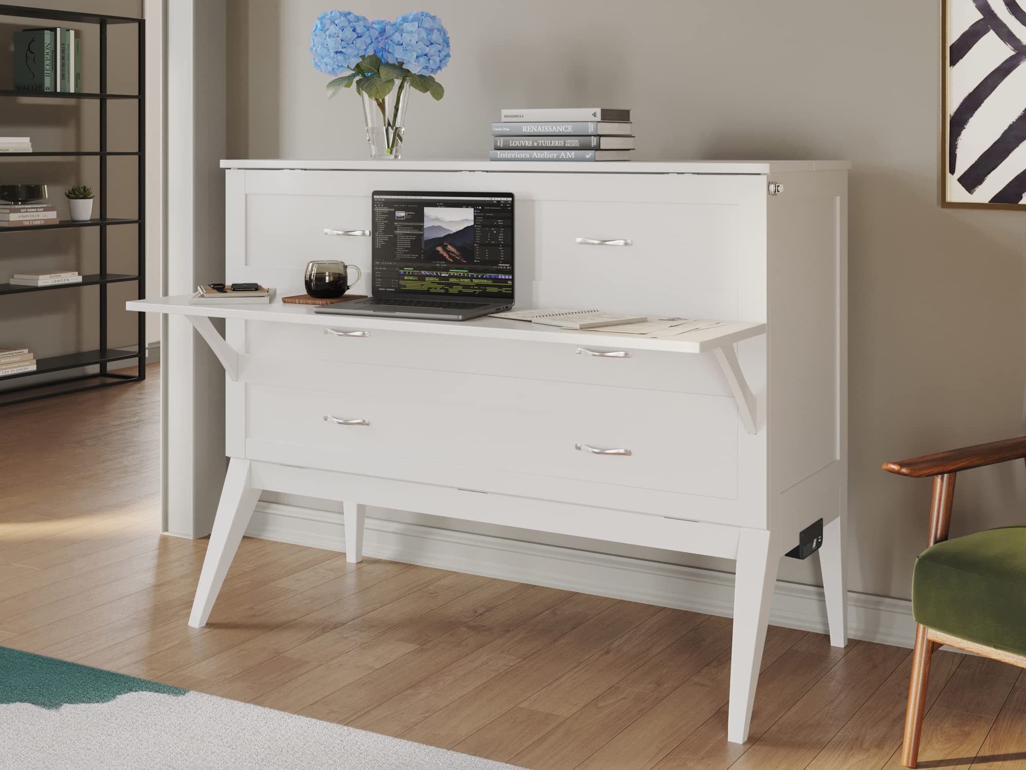 Northampton Full Murphy Bed Desk in White