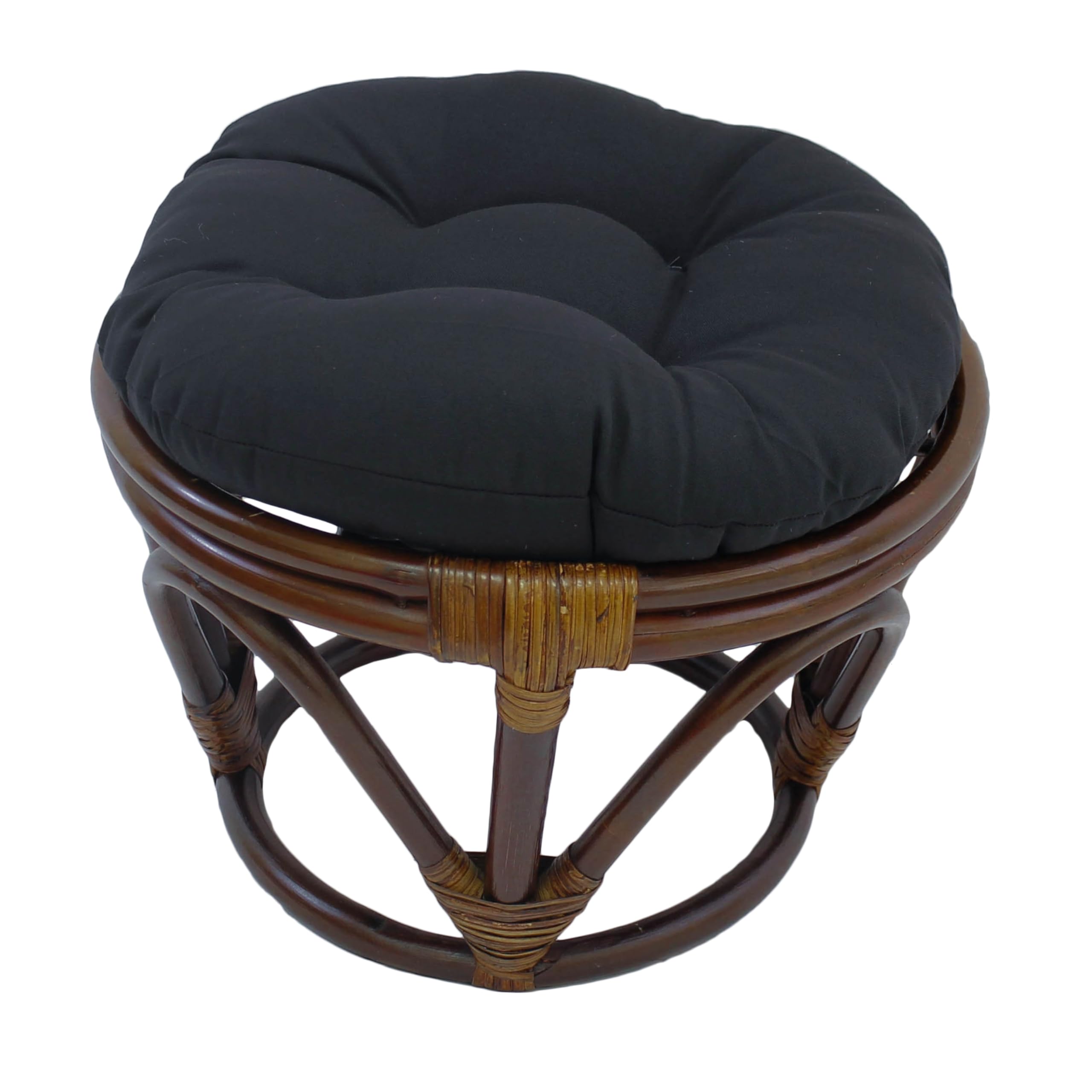 18-inch Round Solid Twill Tufted Footstool Cushion - Black