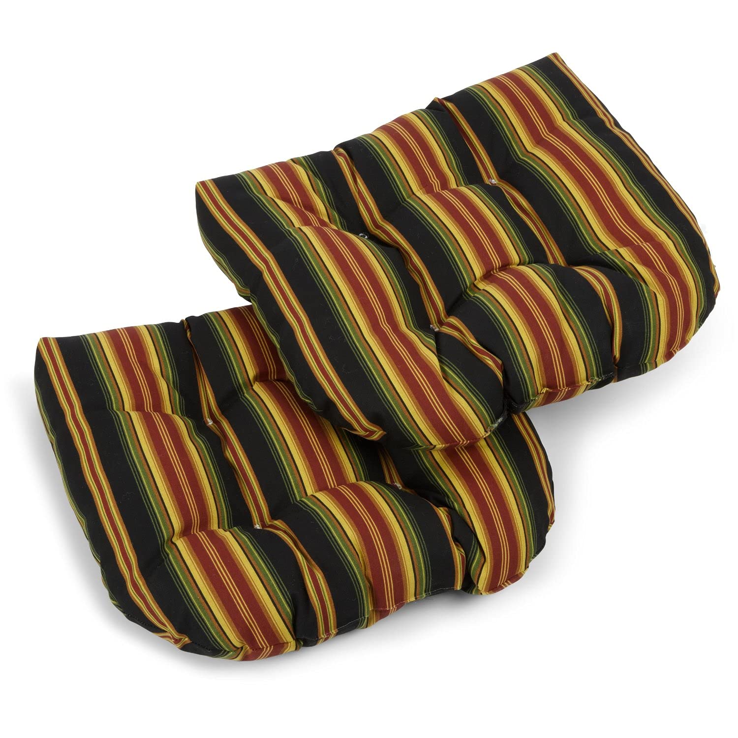 19-inch U-Shaped Outdoor Spun Polyester Tufted Dining Chair Cushion (Set of 2) - Lyndhurst Raven