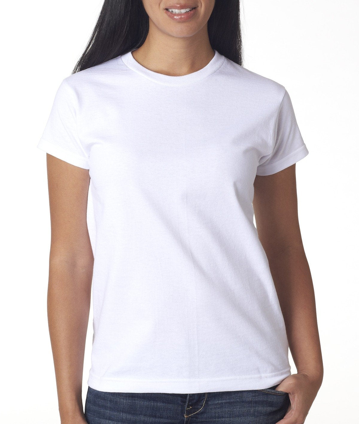 Bayside Womens USA-Made Short Sleeve T-Shirt - White, XL
