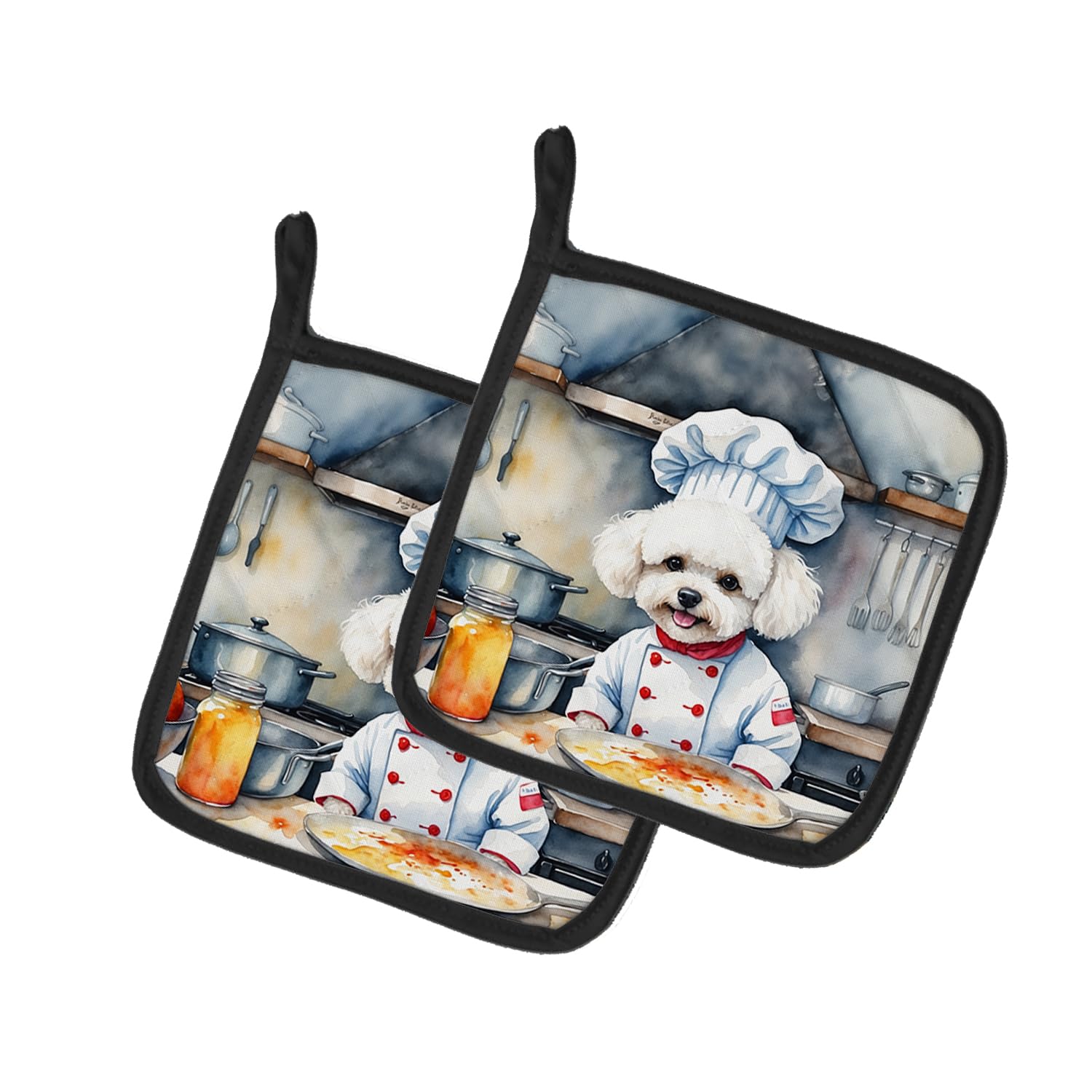 Bichon Frise The Chef Pair of Pot Holders