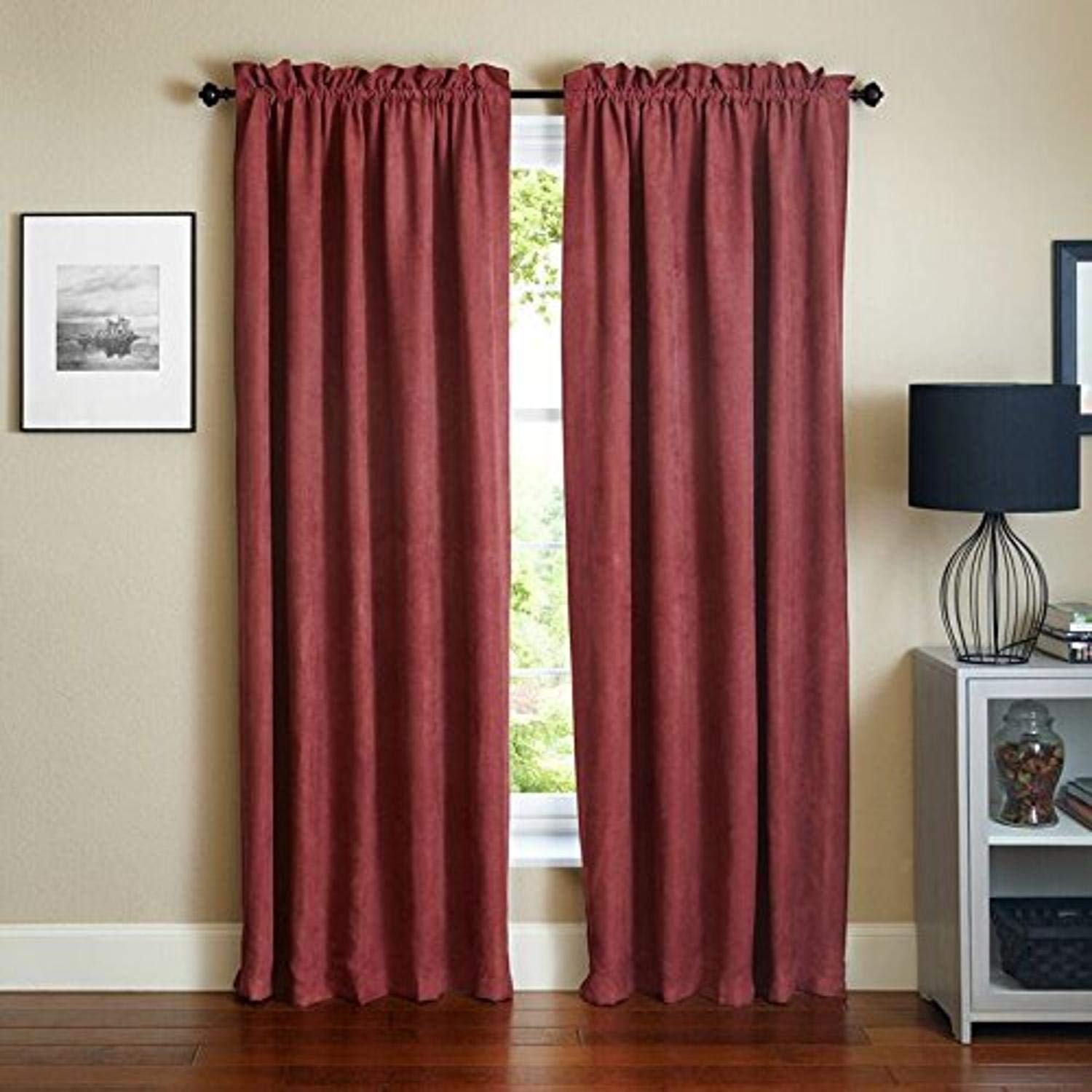 Blazing Needles 84-inch by 52-inch Microsuede Blackout Curtain Panels (Set of 2) - Red Wine
