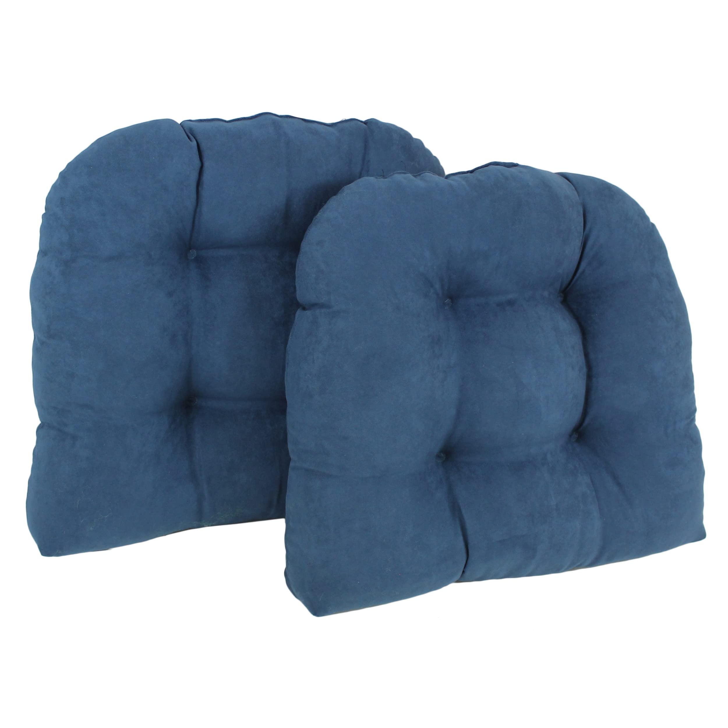 19-inch U-Shaped Micro Suede Tufted Dining Chair Cushion (Set of 2) - Indigo