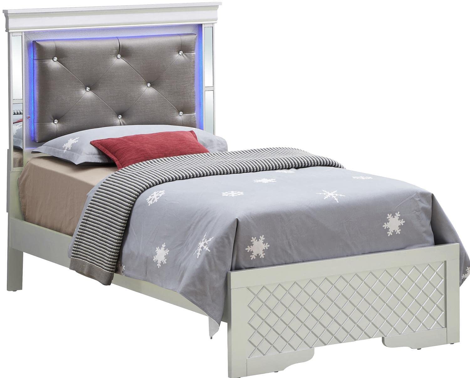 Verona Silver Champagne and Black Twin Panel Beds