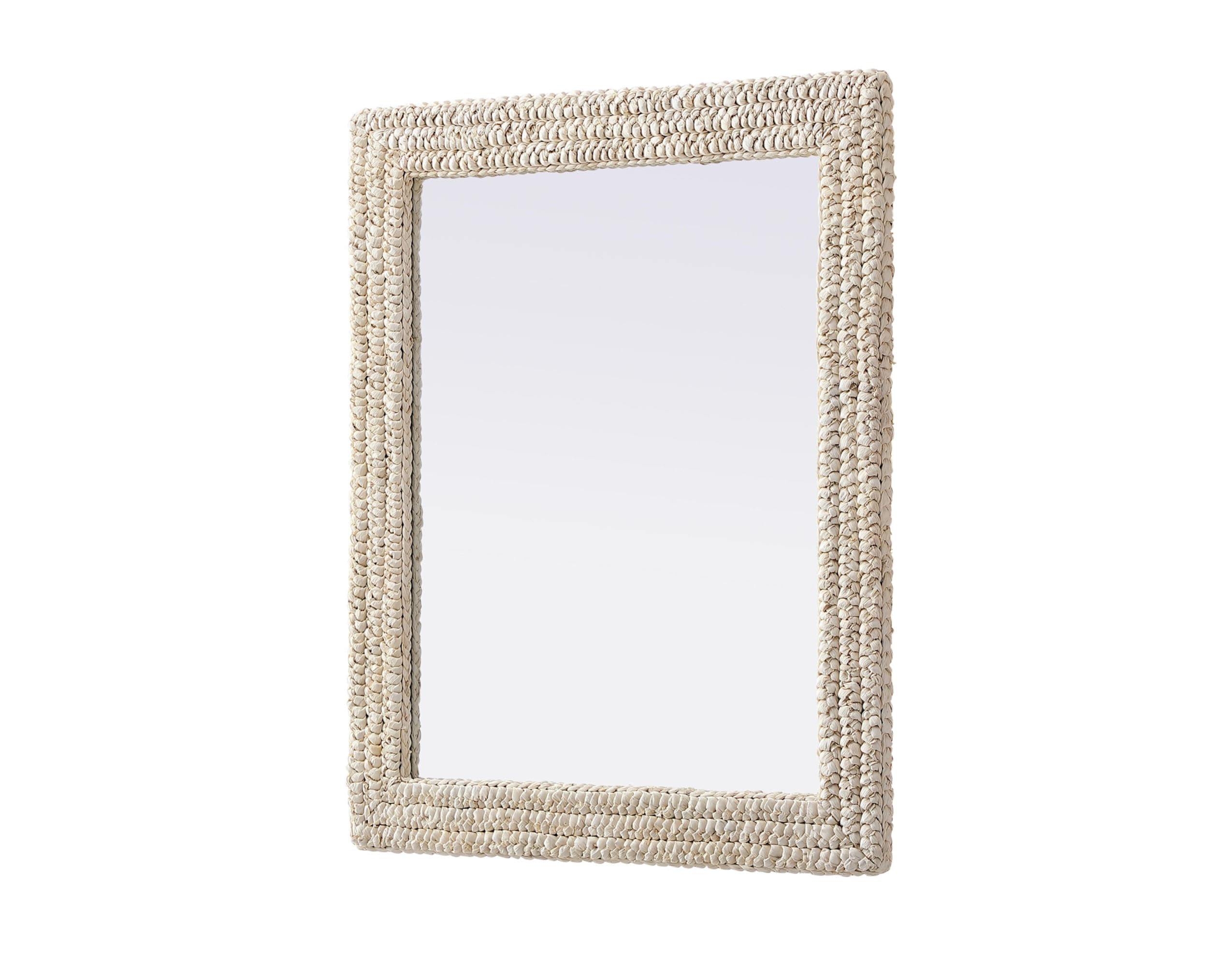 Rectangle Cornhusk Mirror 30x36 in Linen White