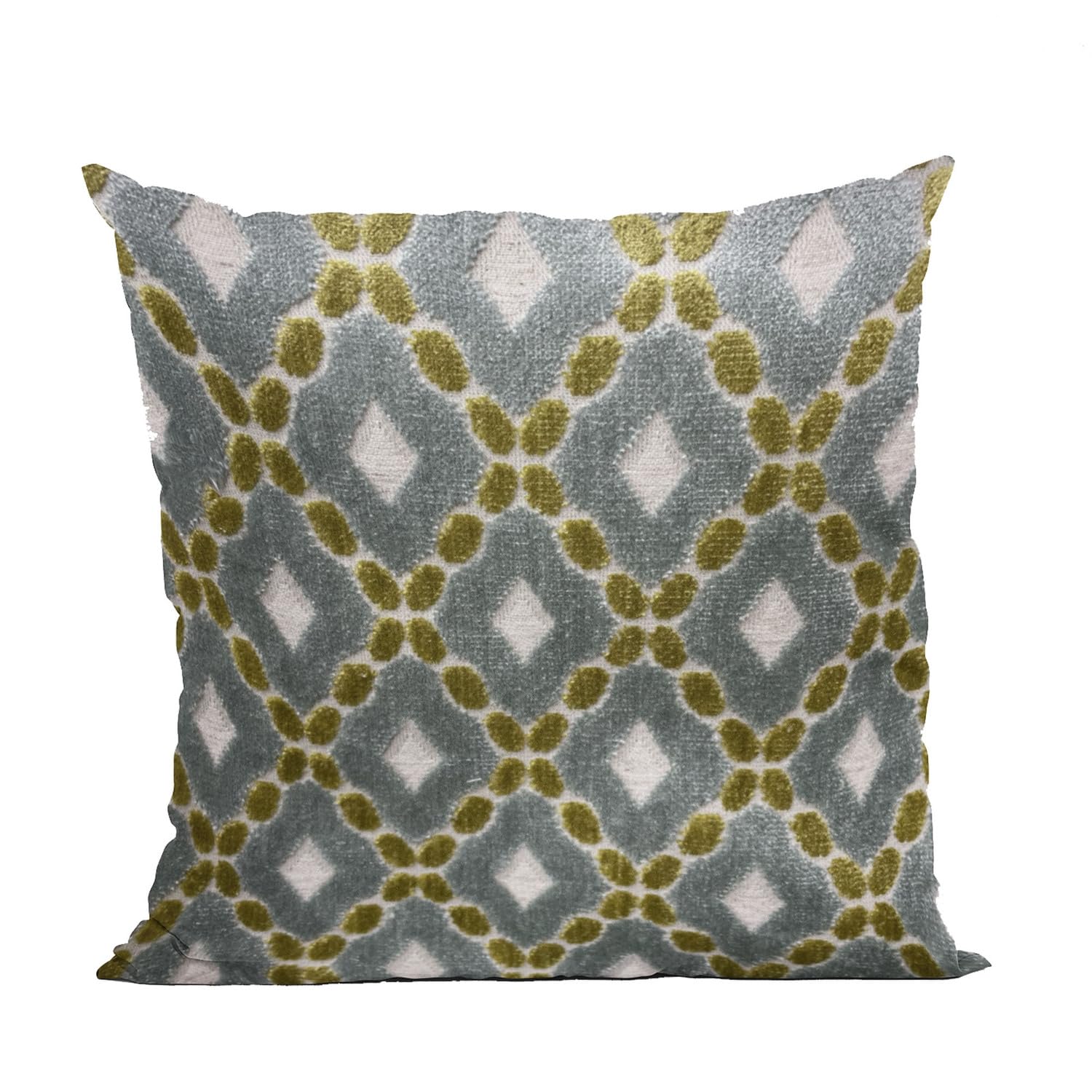 Plutus Velvet Majestic Blue, Citrine, Cream Handmade Luxury Pillow - Double sided  20 x 20”