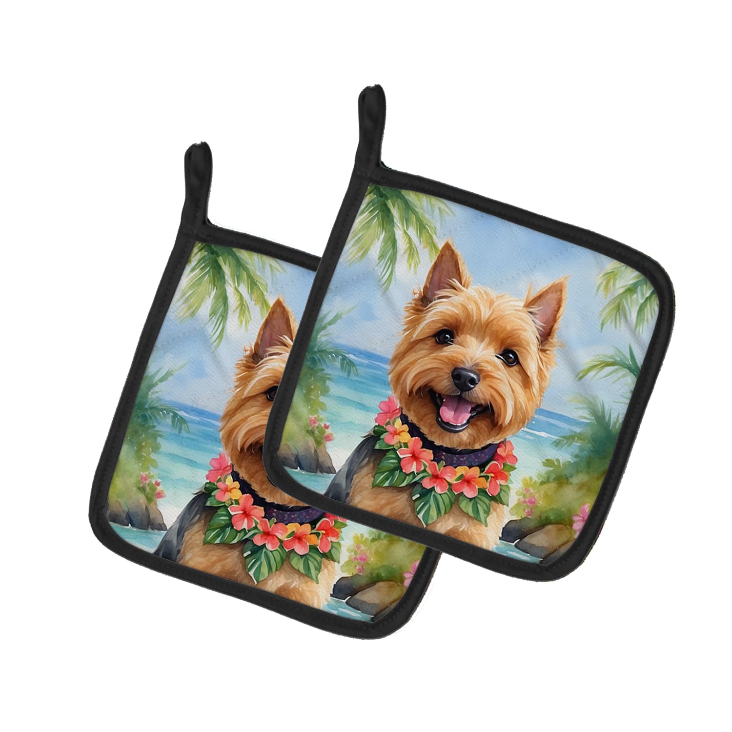 Norwich Terrier Luau Pair of Pot Holders