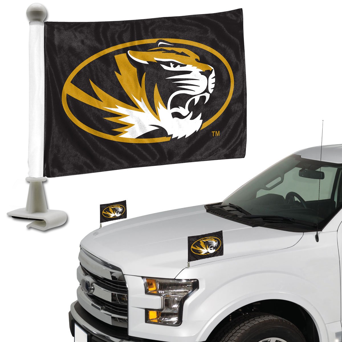 Fanmats 61918 Missouri Tigers Ambassador Car Flags - 2 Pack Mini Auto Flags, 4In X 6In, Perfect For Hood Or Trunk
