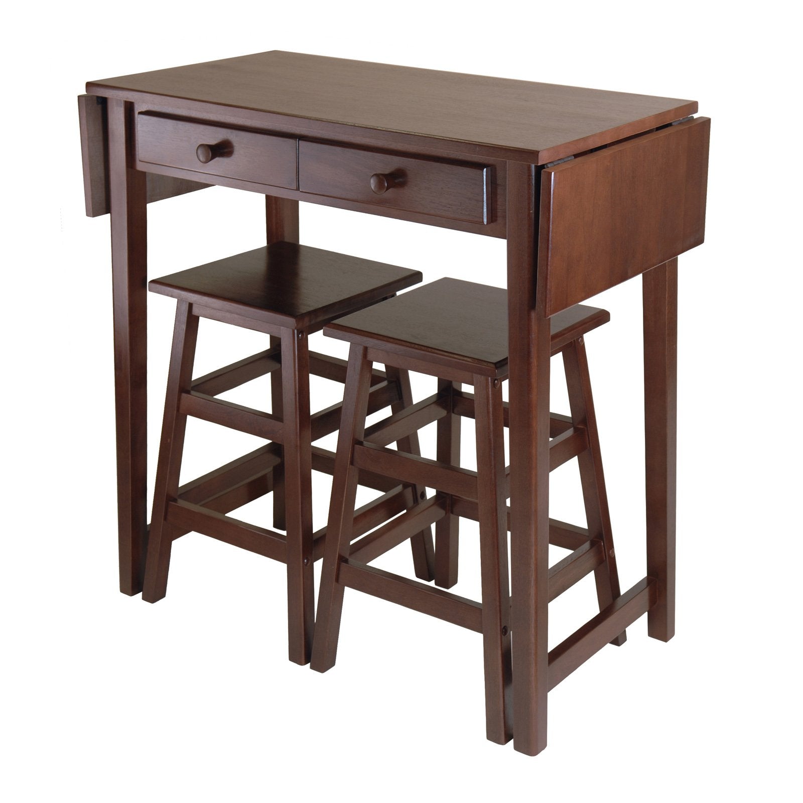 Yardlio Space-Saving Mercer Kitchen Island Table with Drop Leaves and Stools