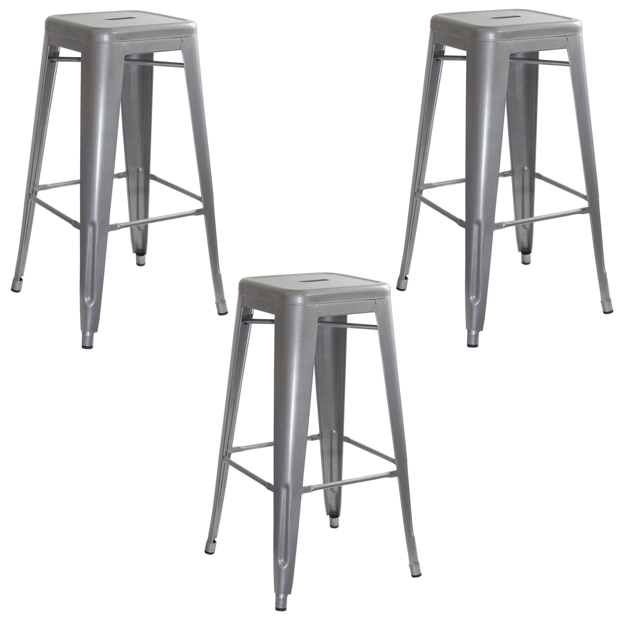 Loft Silver Metal Bar Stool - 3 Piece