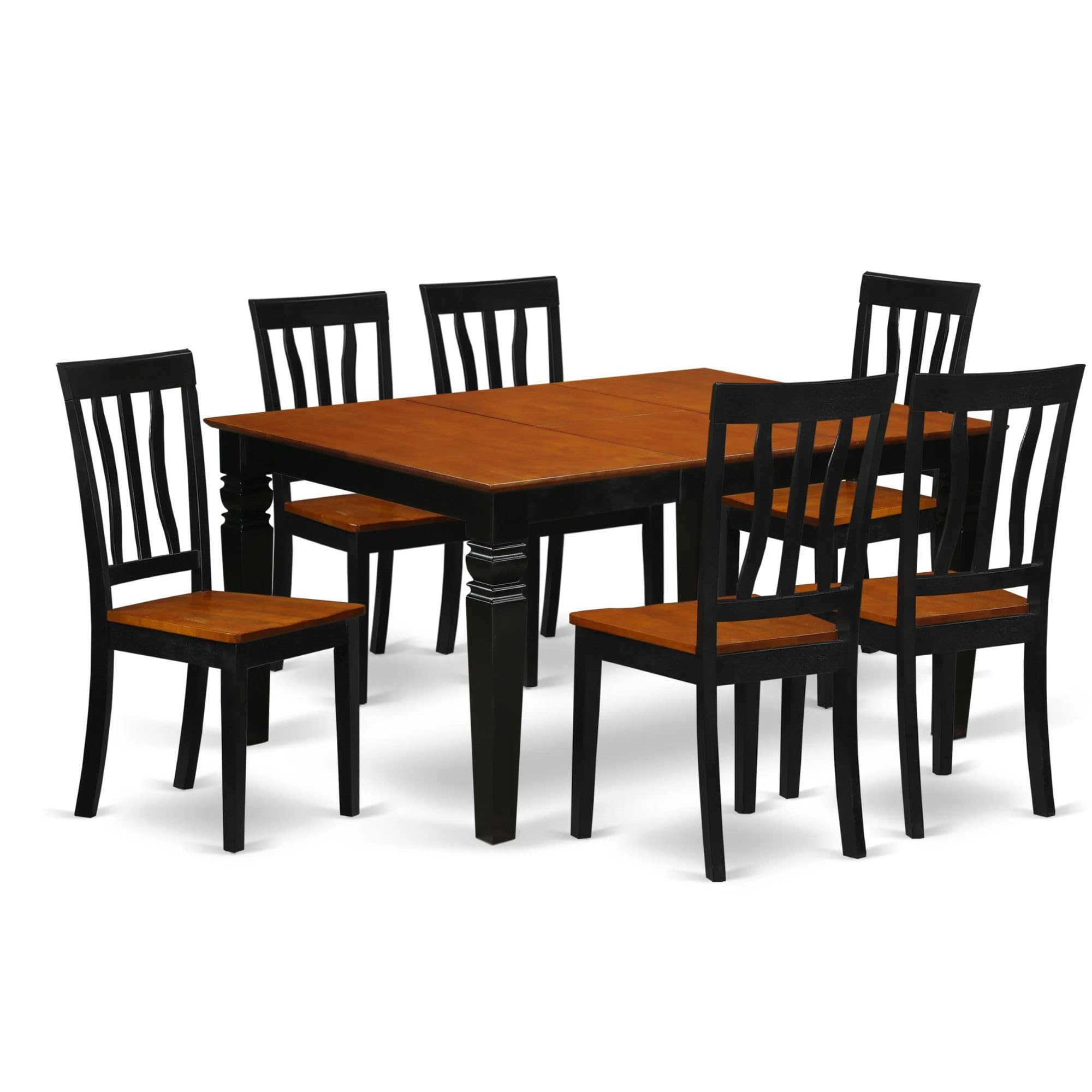 7  Pc  Kitchen  table  set  with  a  Kitchen  Table  and  6  Wood  Kitchen  Chairs  in  Black