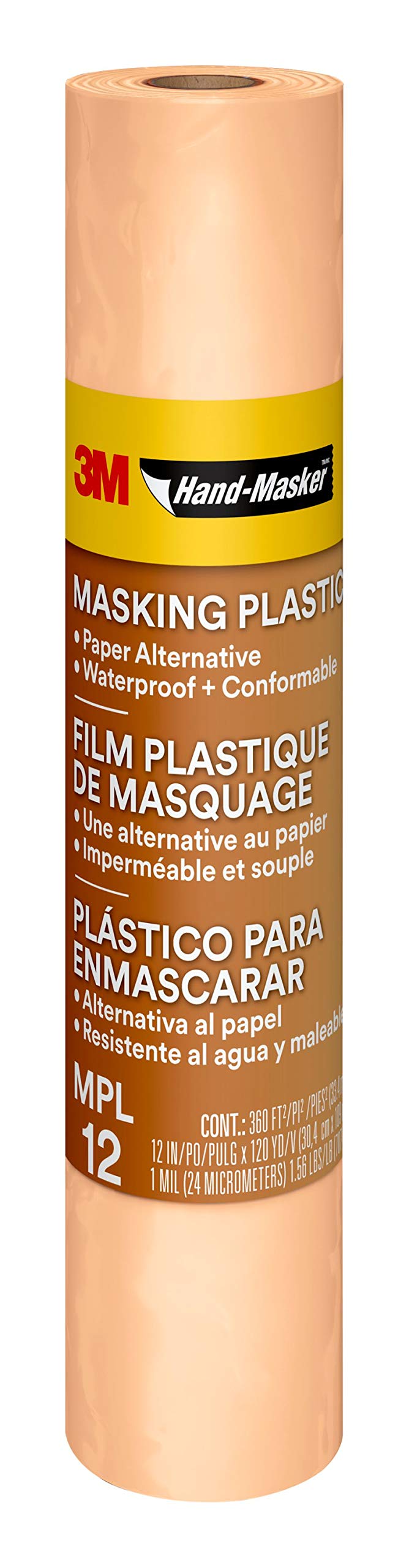 3M Hand-Masker Masking Plastic, 12 Inches X 120 Yards, Mpl12, 1 Roll