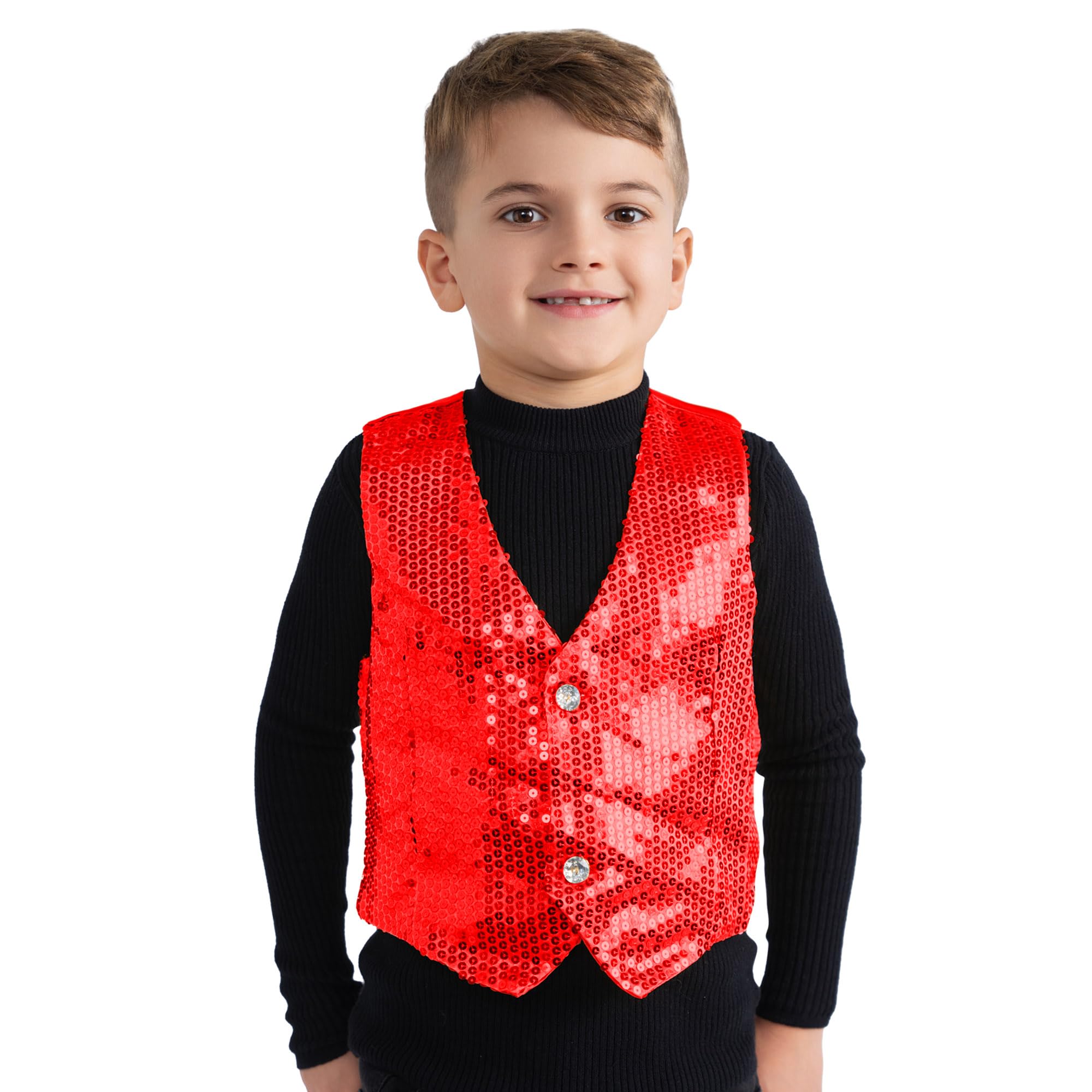 Red Sequined Vest - Size M (8-10)