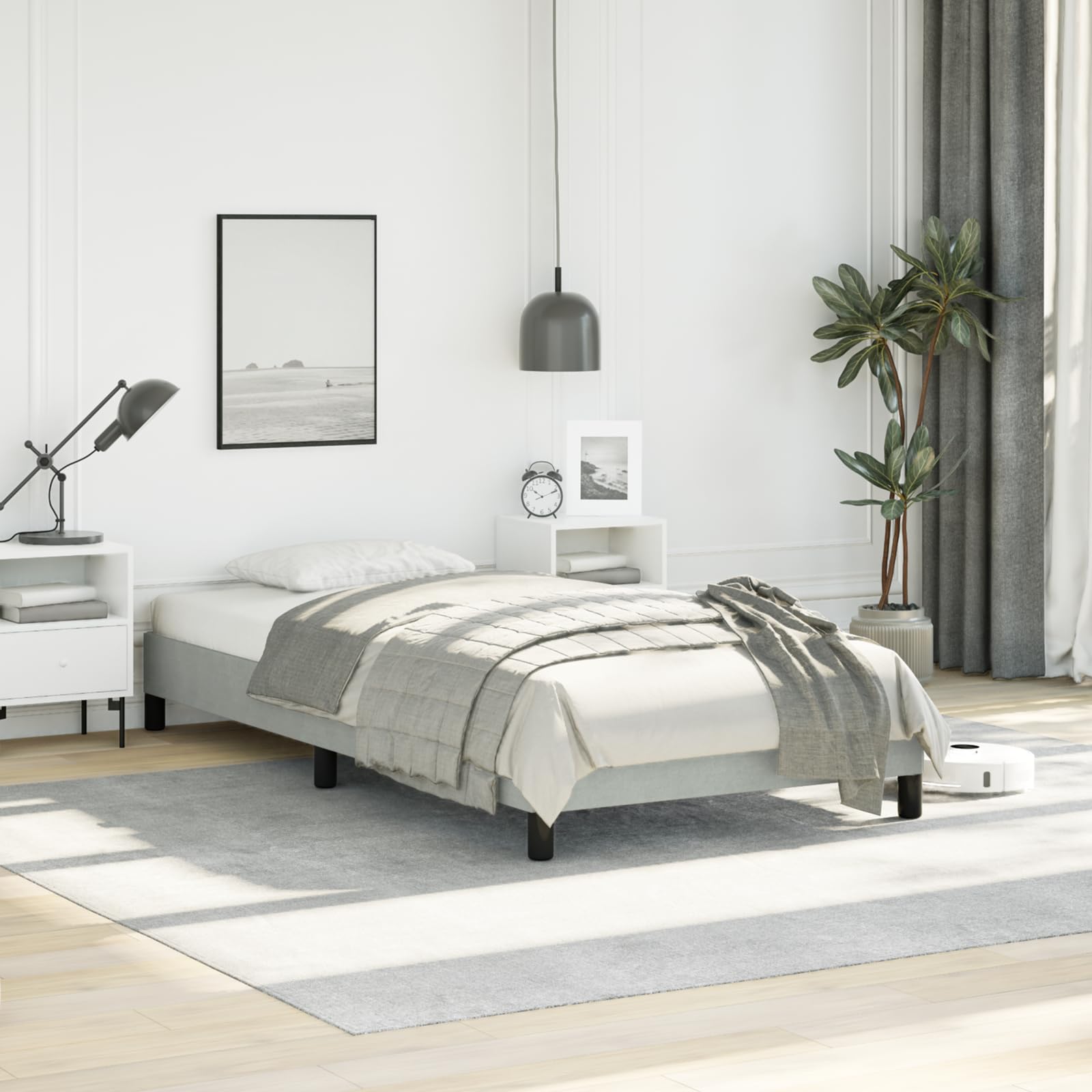 vidaXL Bed Frame Light Gray 39.4x79.9??Twin XL Velvet