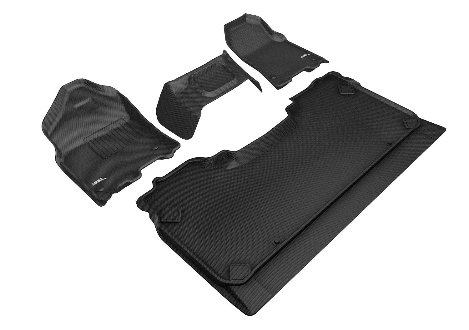 3D MAXpider DODGE RAM 1500 CREW CAB WITH BENCH FRONT ROW 2019-2022 KAGU BLACK R1 R2 (R1 3 PCS DESIGN)