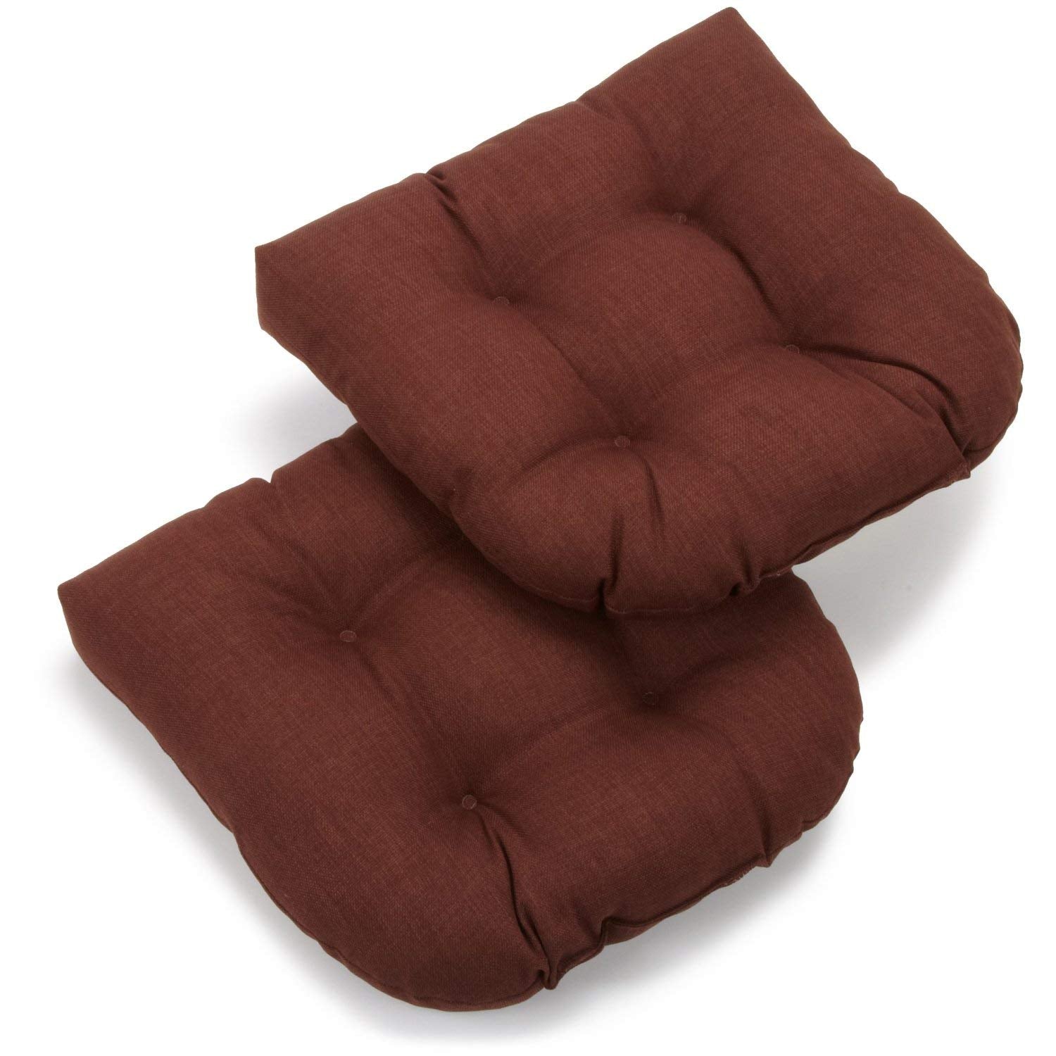 19-inch U-Shaped Outdoor Spun Polyester Tufted Dining Chair Cushion (Set of 2) - Cocoa