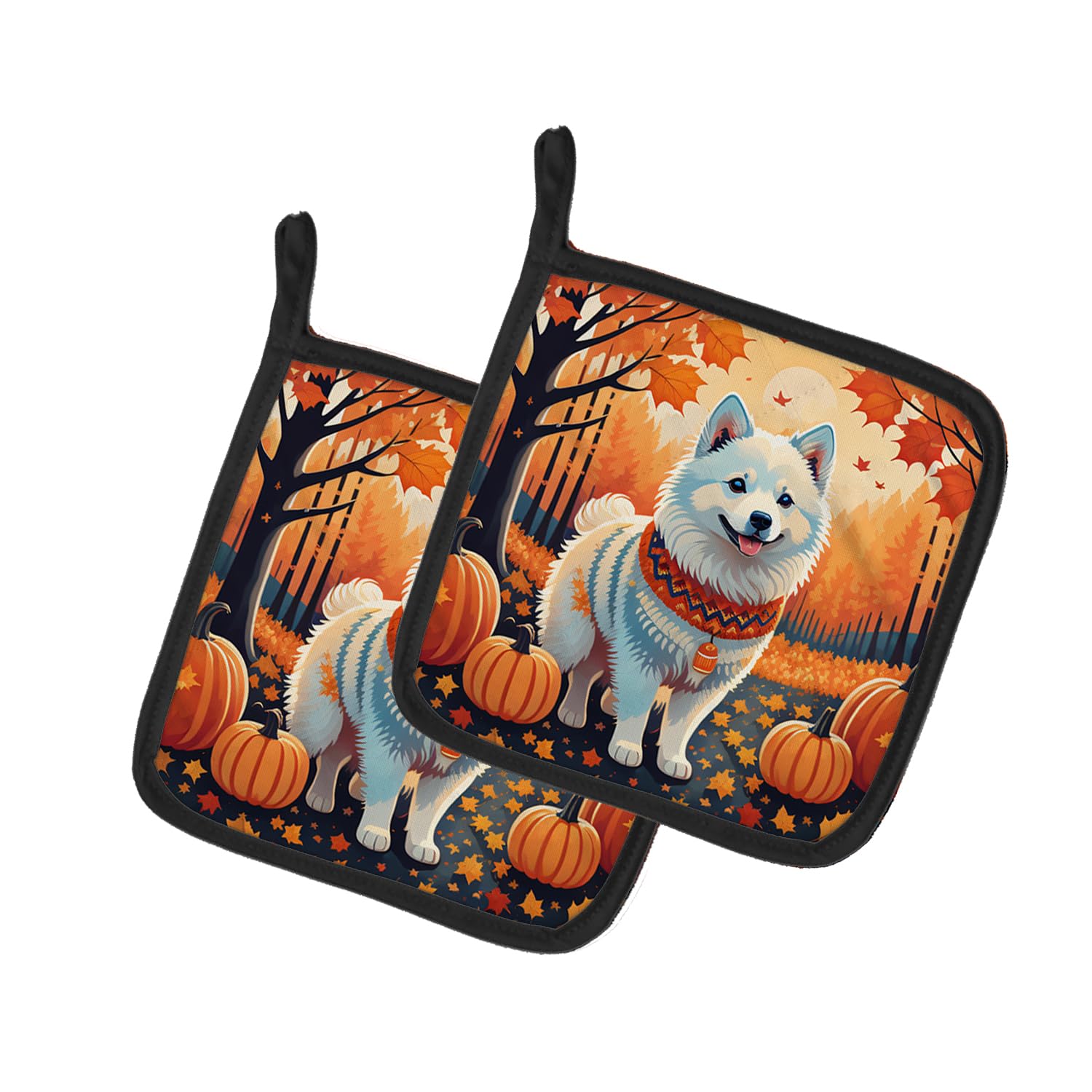 American Eskimo Fall Pair of Pot Holders