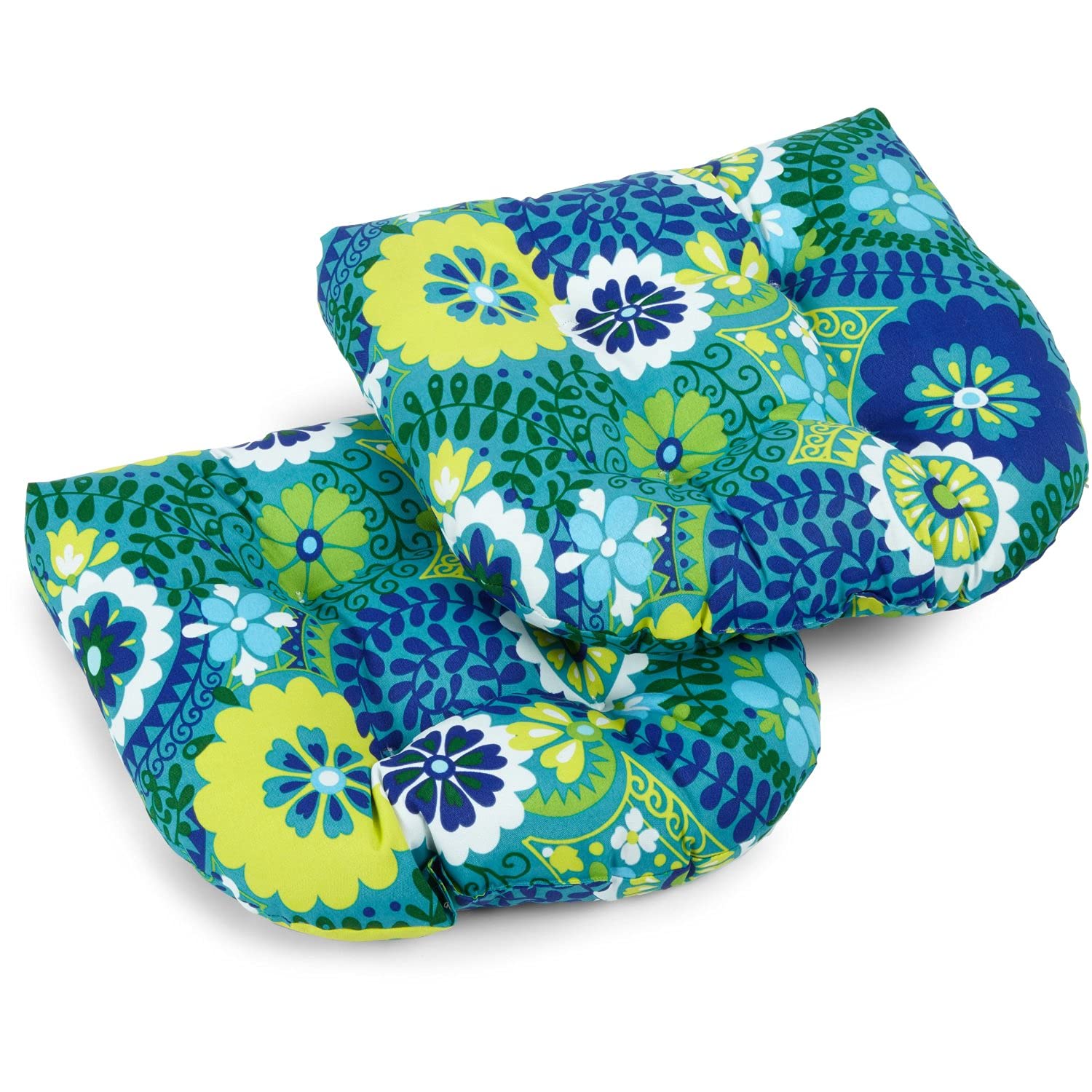 19-inch U-Shaped Outdoor Spun Polyester Tufted Dining Chair Cushion (Set of 2) - Luxury Azure
