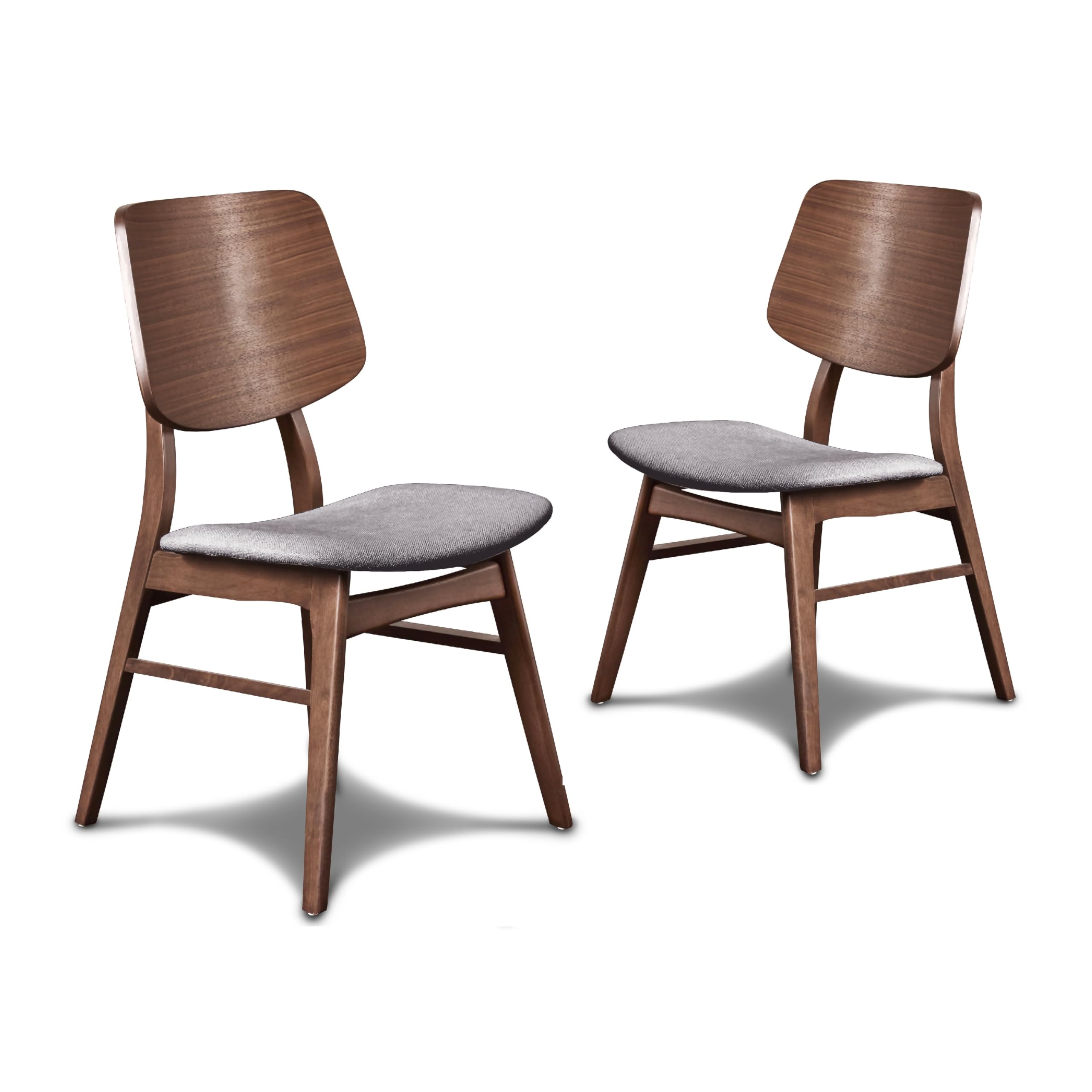 Scar Dining Side Chair Set of 2, Dark Gray Seat, Walnut Brown Wood