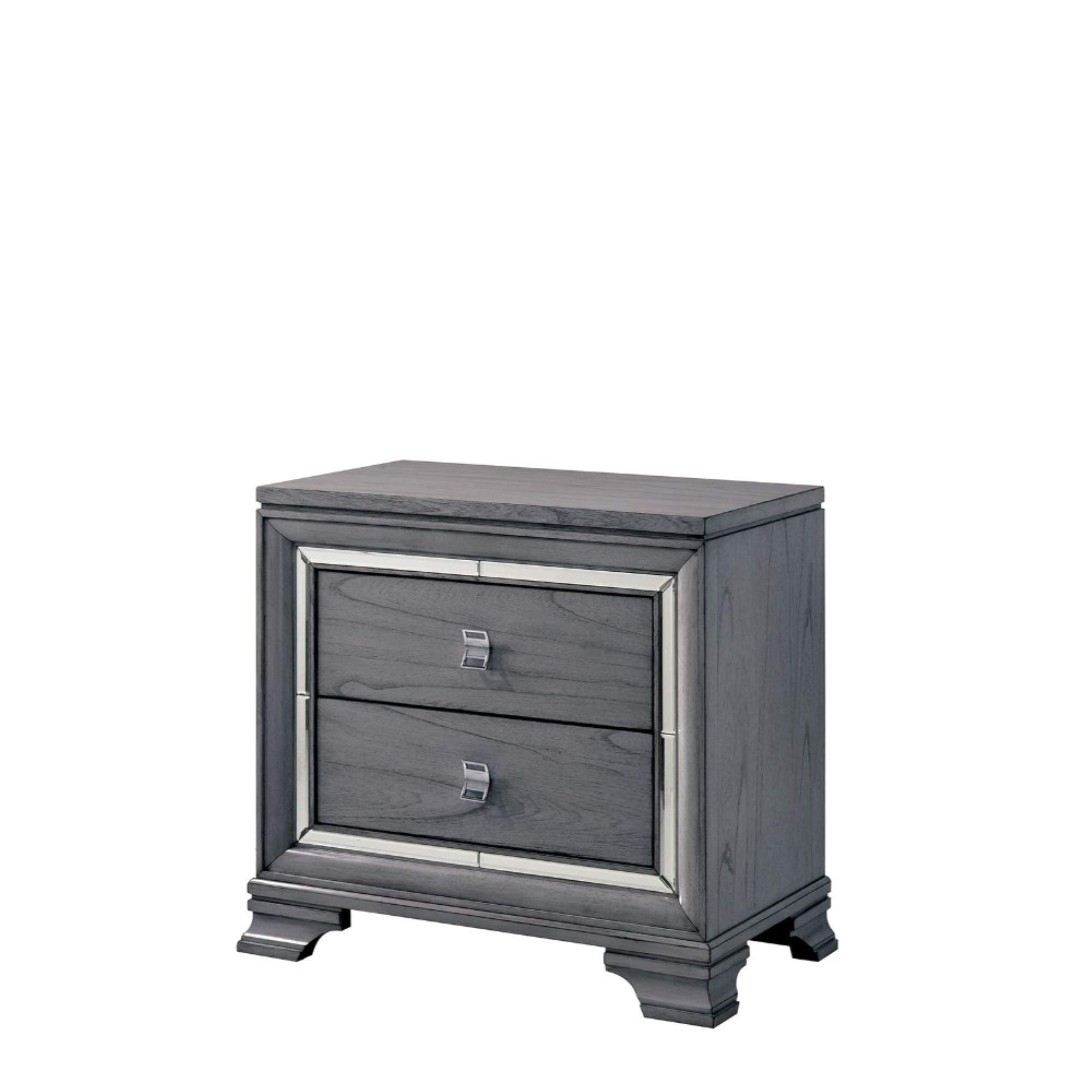 Benjara Benzara Wooden Nightstand With Bracket Feet, Gray