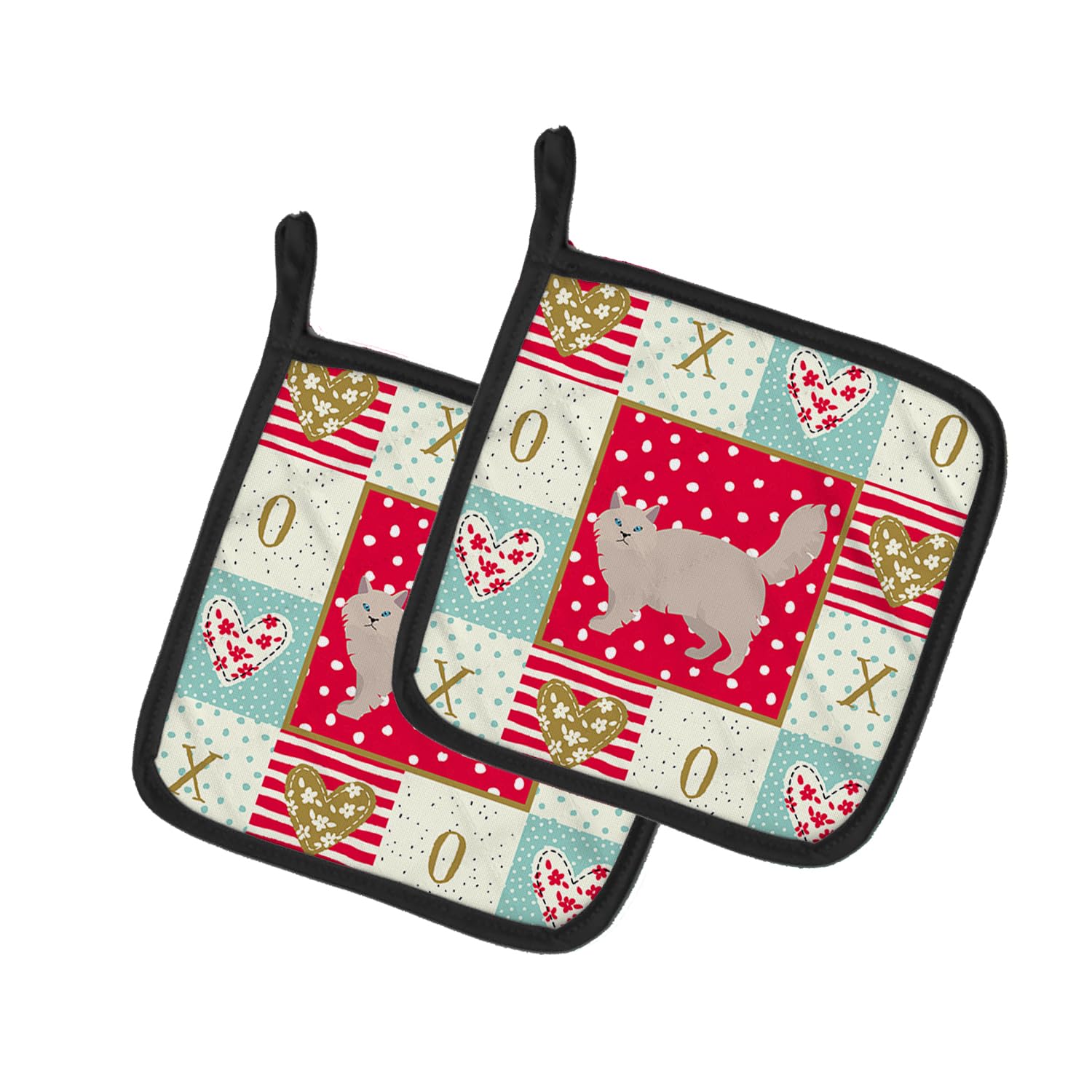 Siberian Forest #2 Cat Love Pair of Pot Holders