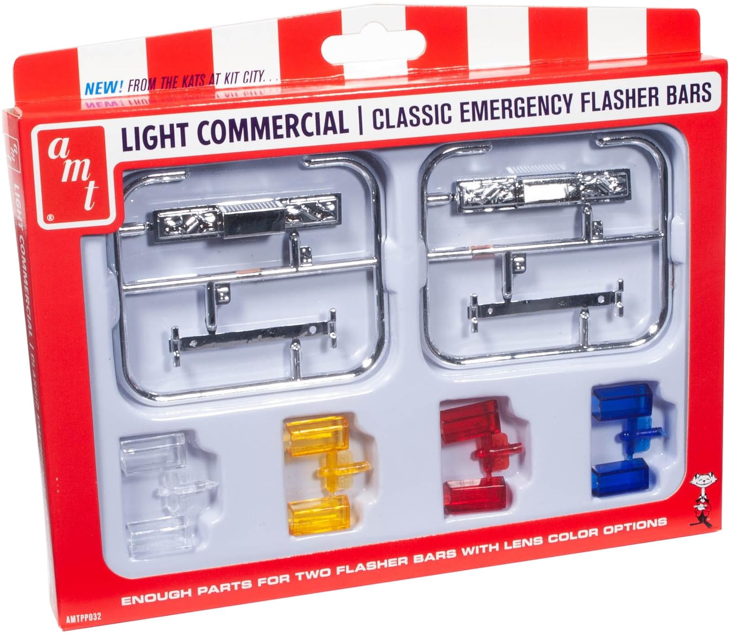 Skill 2 Model Kit Light Commercial Classic Emergency Flasher Bars Set of 10 pieces for 1/25 Scale Model by AMT