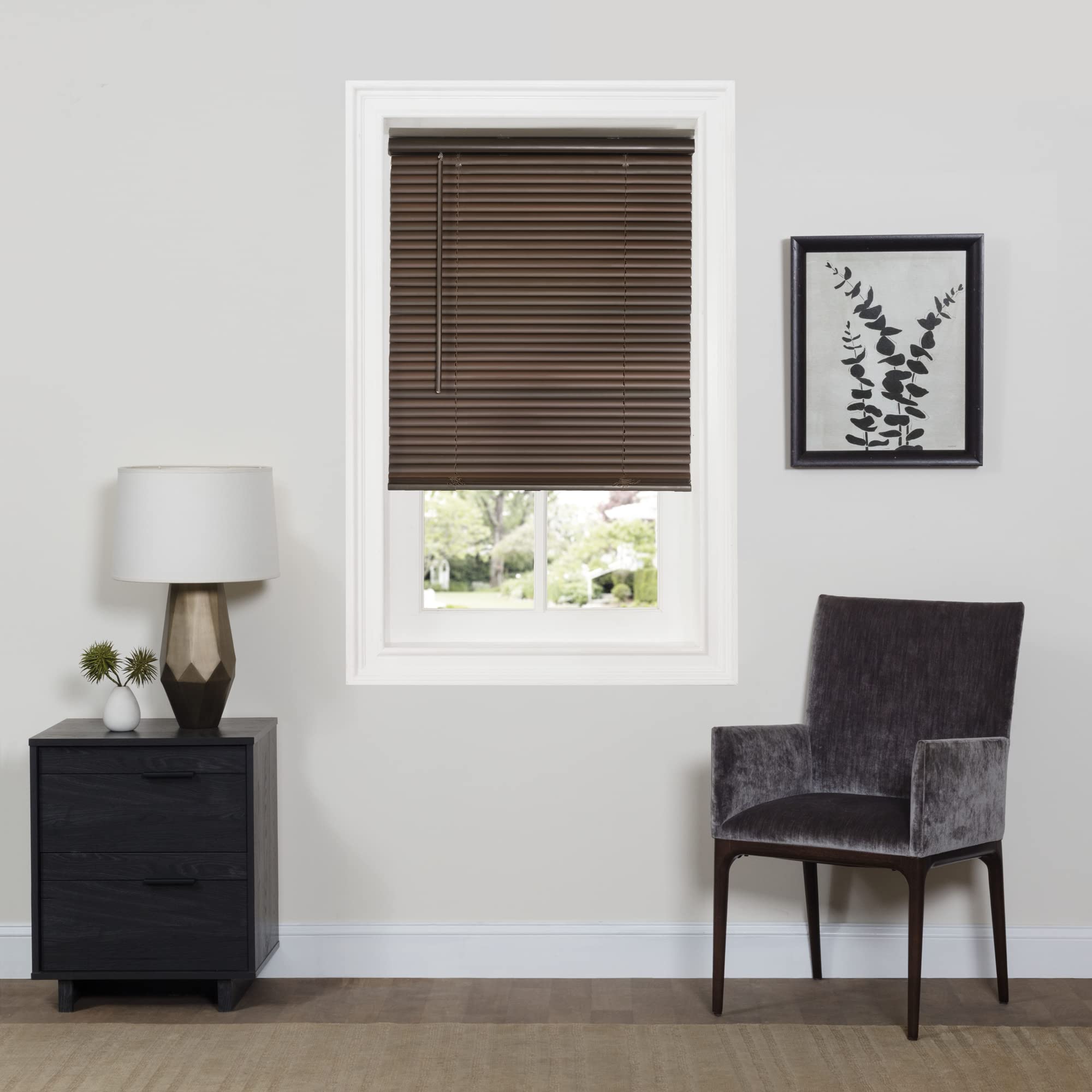 Cordless GII Deluxe Sundown 1 Room Darkening Mini Blind 32x64 Mahogany