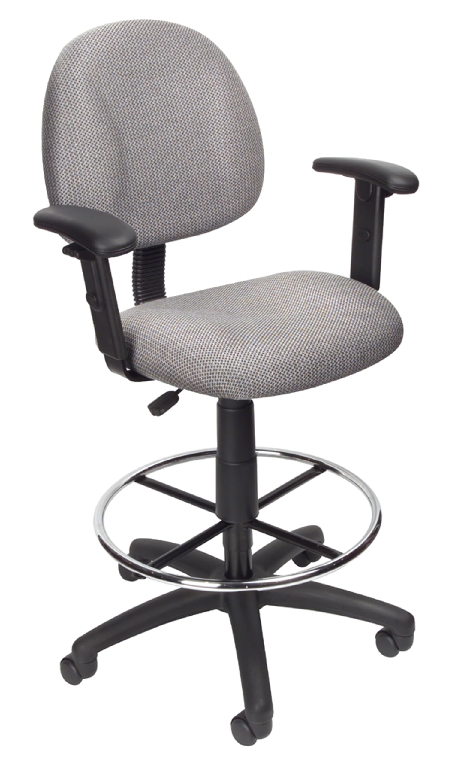 Boss Office Products Drafting Stool (B315-Gy) W/Footring And Adjustable Arms