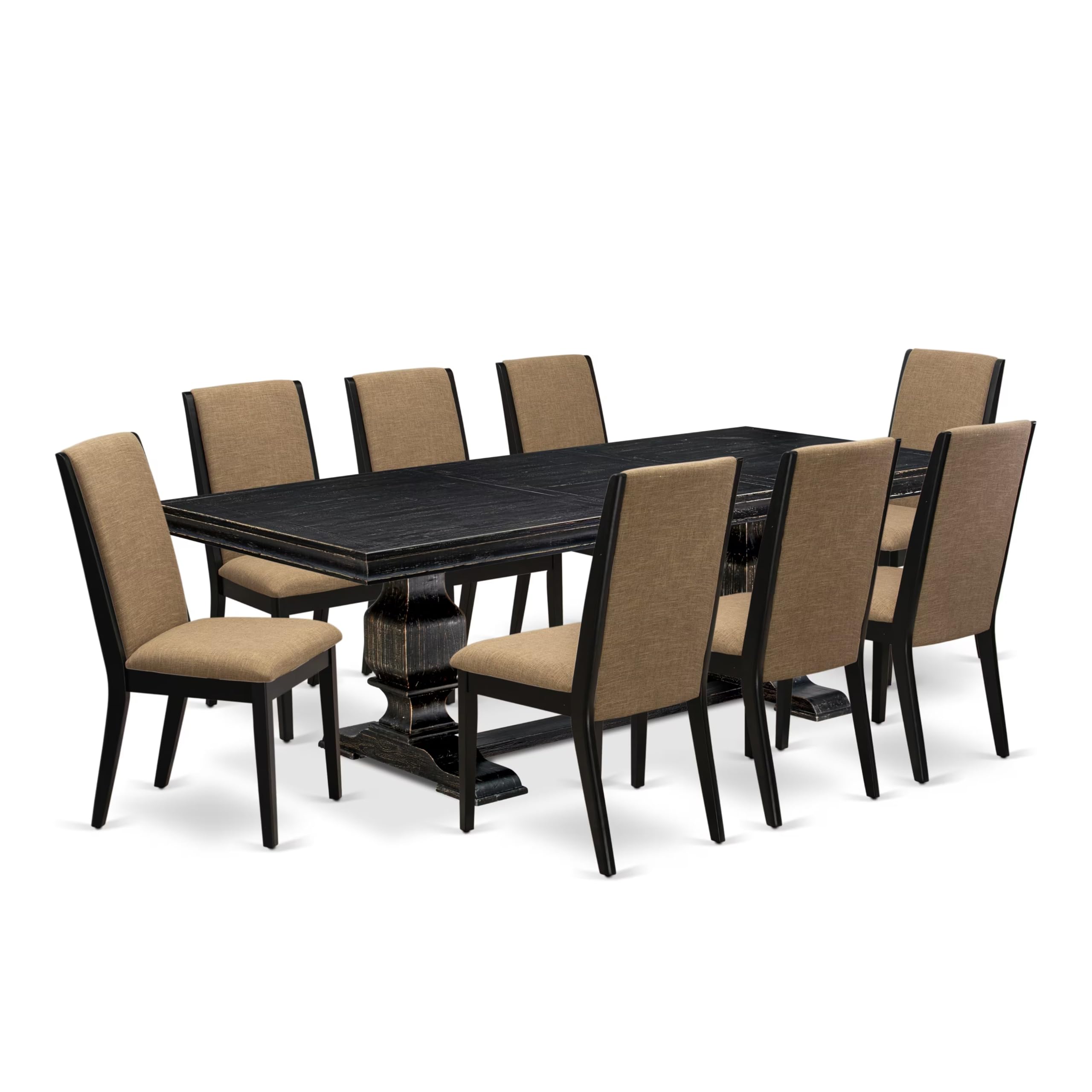 9 Pieces Kitchen table Set a Rectangular Dining Room Table and 8 Dining Chairs