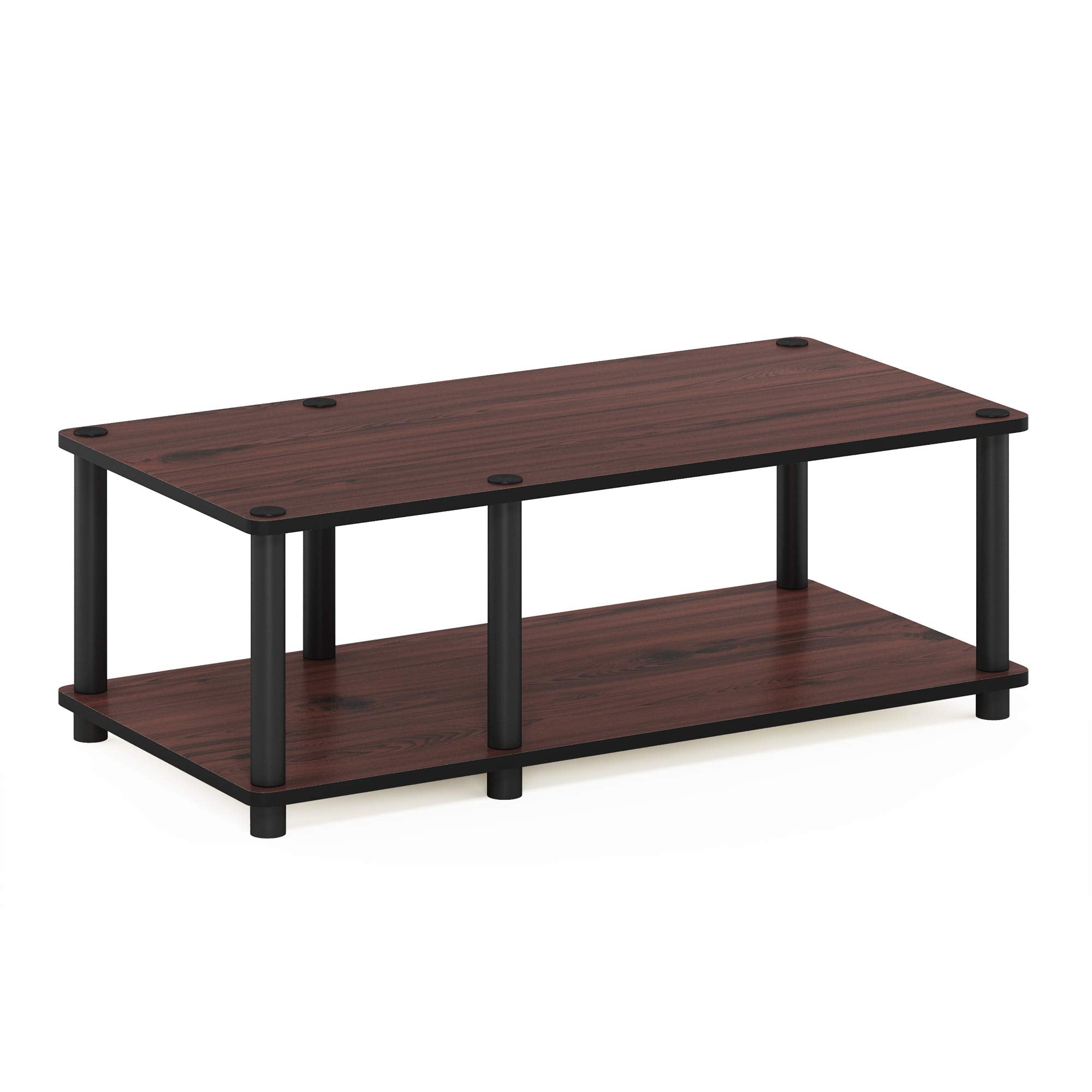 Furinno 11174DC(BK)/BK Just No Tools Mid TV Stand, Dark Cherry w/Black Tube