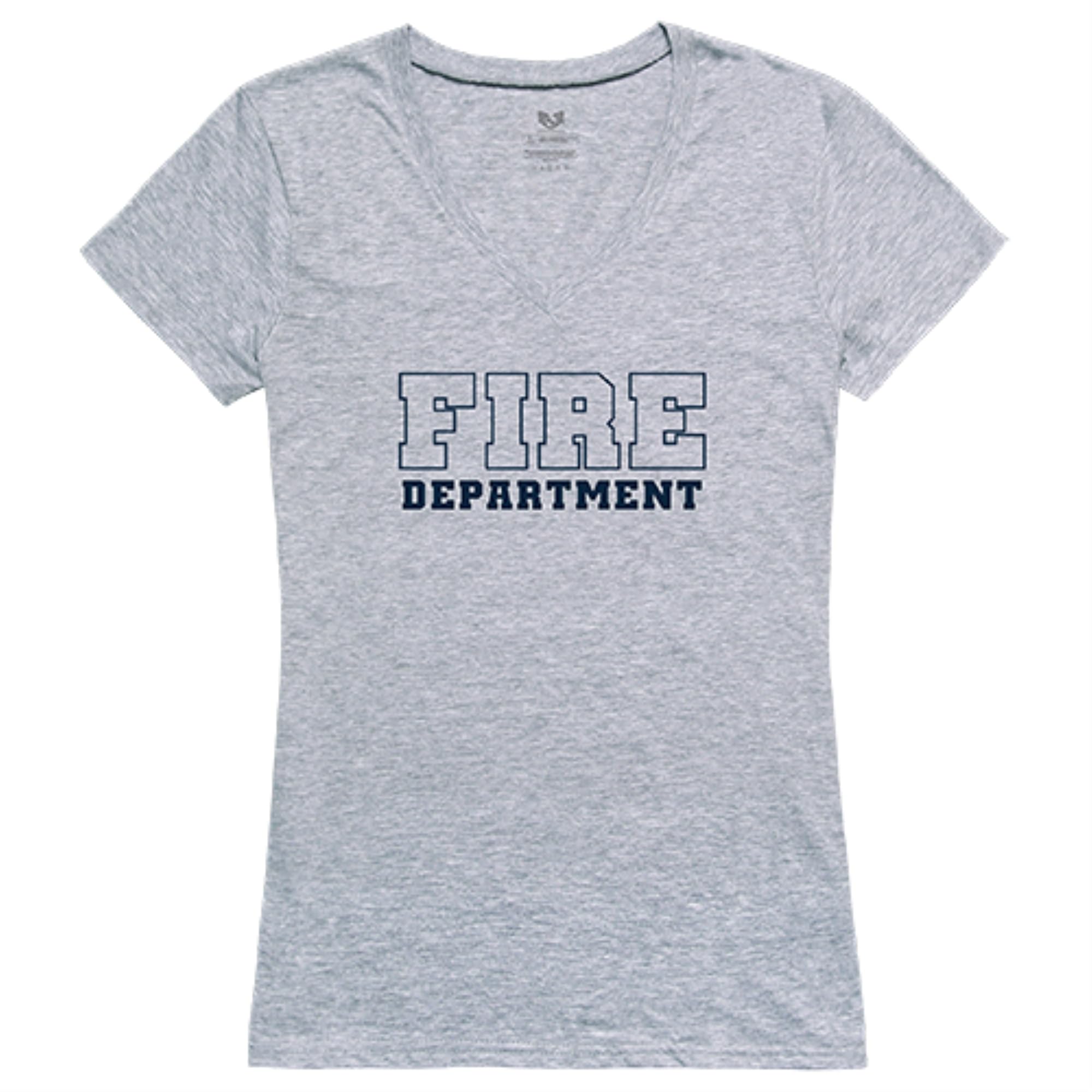 Graphic V-Neck, Fire Dept., H.Grey, S
