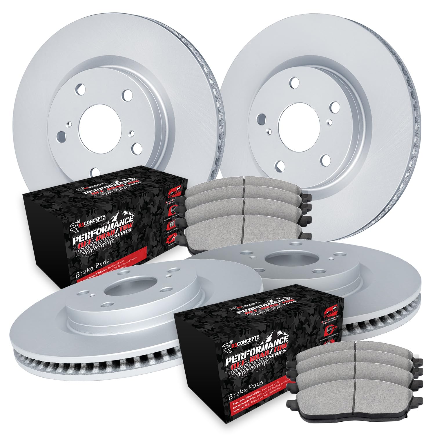 R1 Concepts Carbon Coated Disc Brake Rotor Set with Off-Road/Tow Brake Pads WDVN2-39001