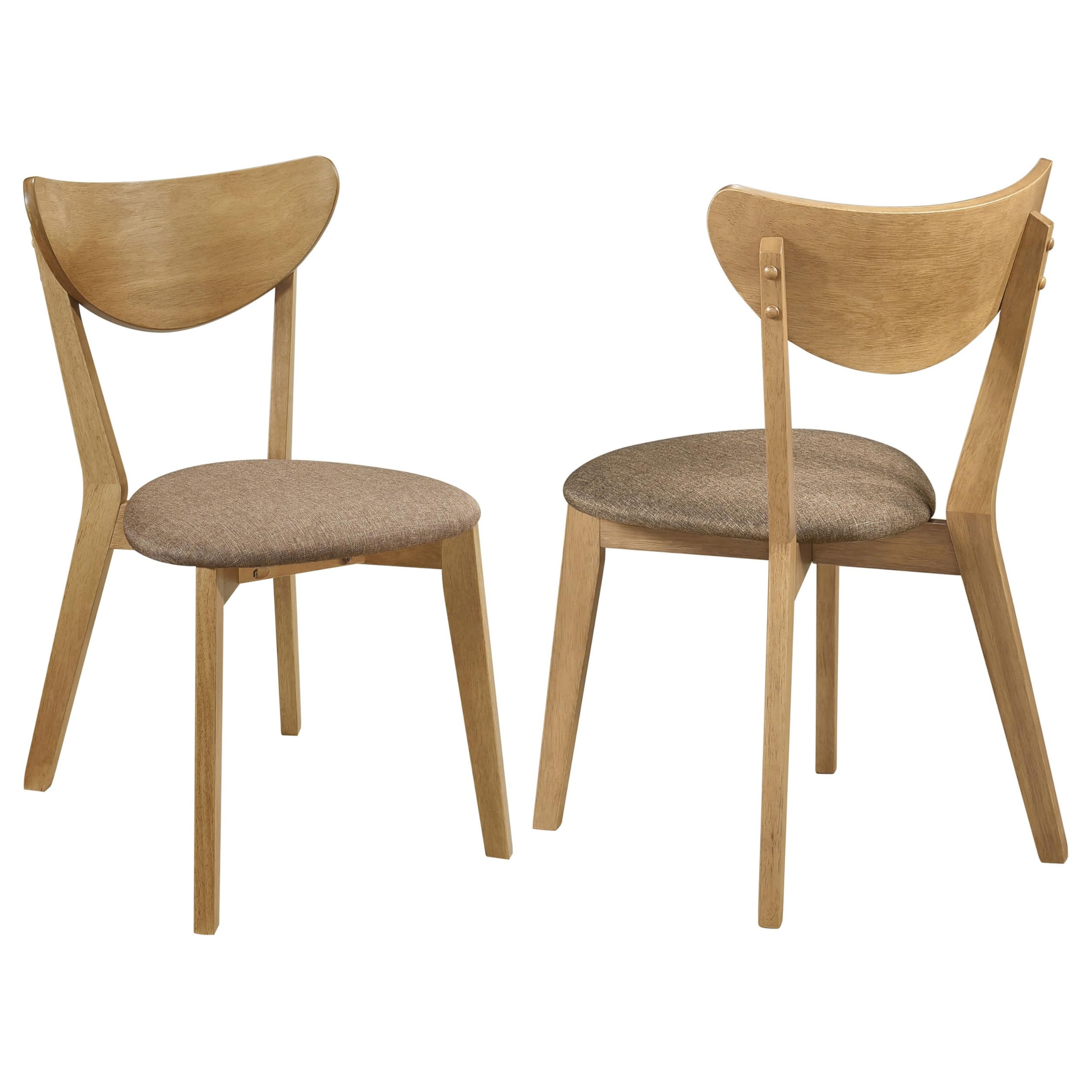 Evans Dining Chair Set of 2, Brown Fabric, Walnut Brown Hardwood, 17 Inch