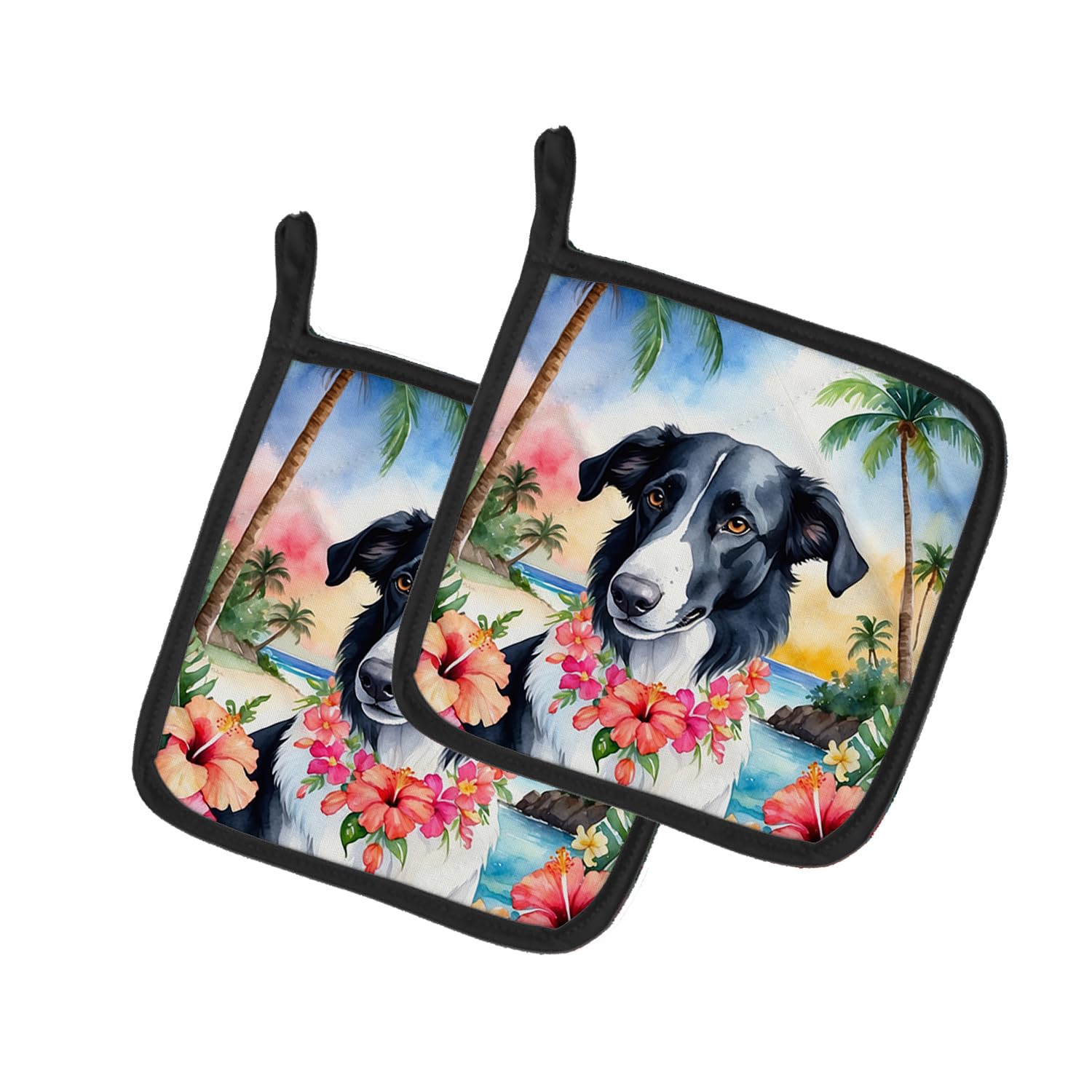 Borzoi Luau Pair of Pot Holders