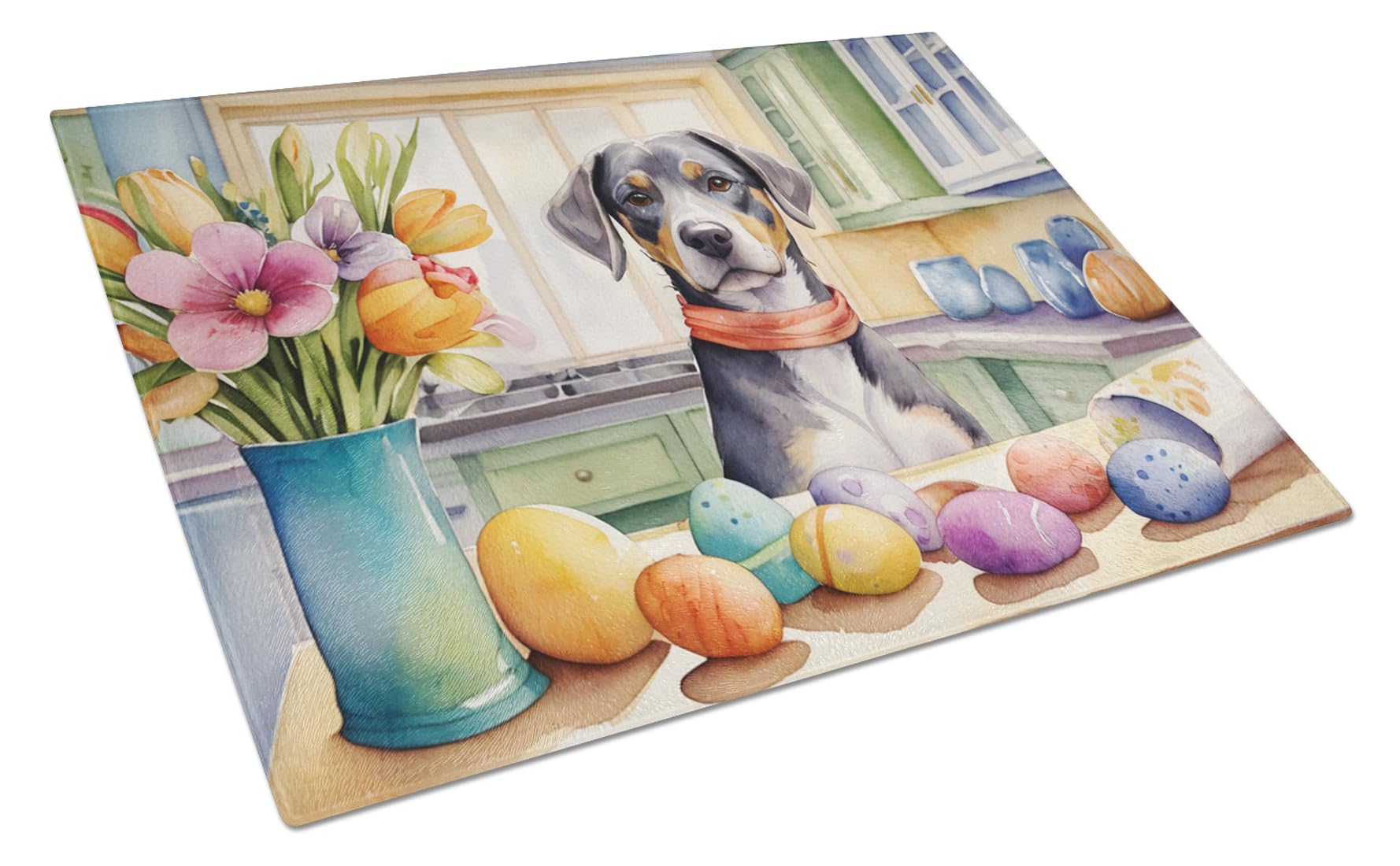 Carolines Treasures DAC6783LCB Decorating Easter Catahoula Glass Cutting Board Decorative Tempered Glass Kitchen Cutting and Serving Board Large Size Chopping Board