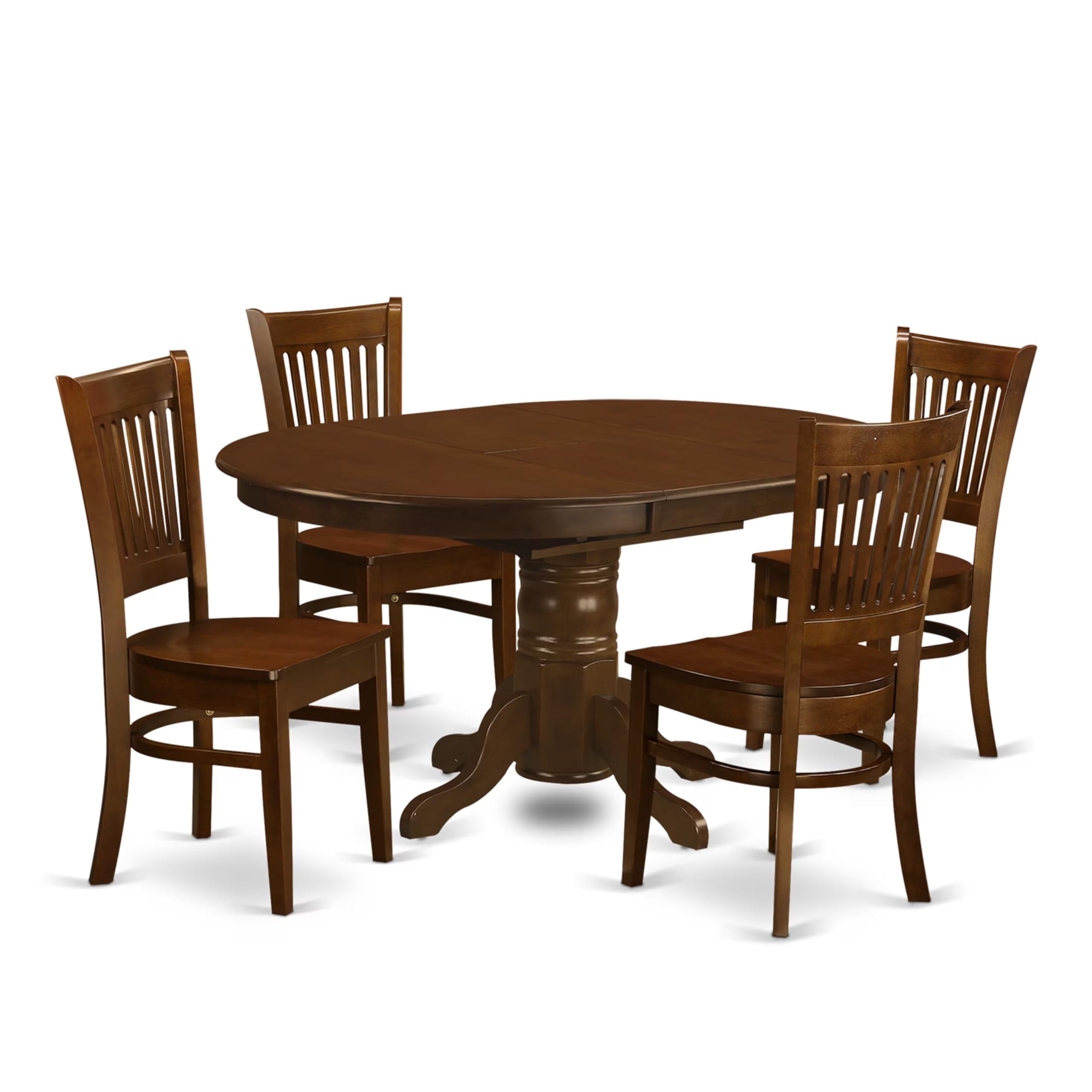 5  Pc  set  Kenley  Dining  Table  with  a  Leaf  and  4  Wood  Kitchen  Chairs