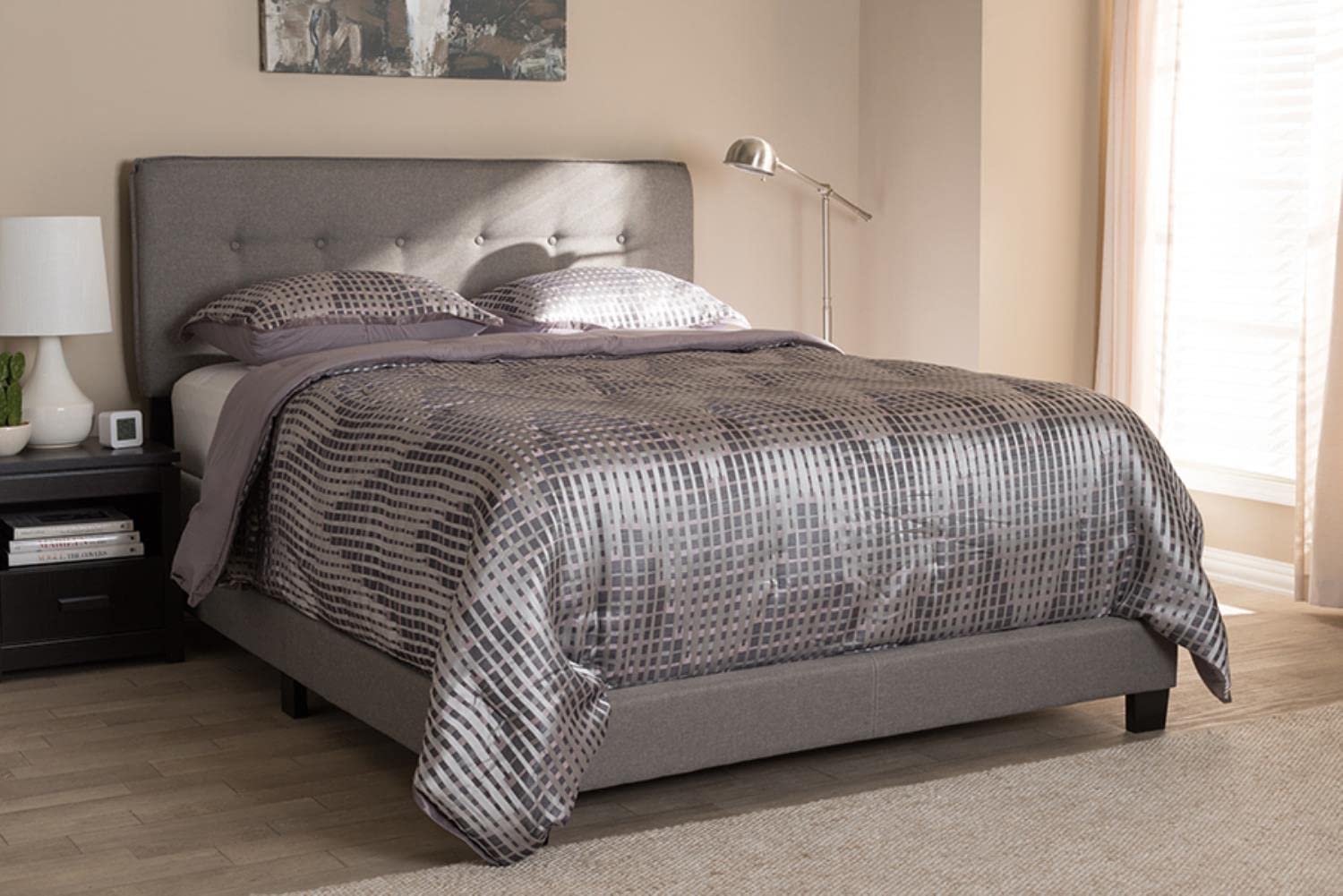 Baxton Studio Audrey Modern And Contemporary Light Grey Fabric Upholstered Queen Size Bed