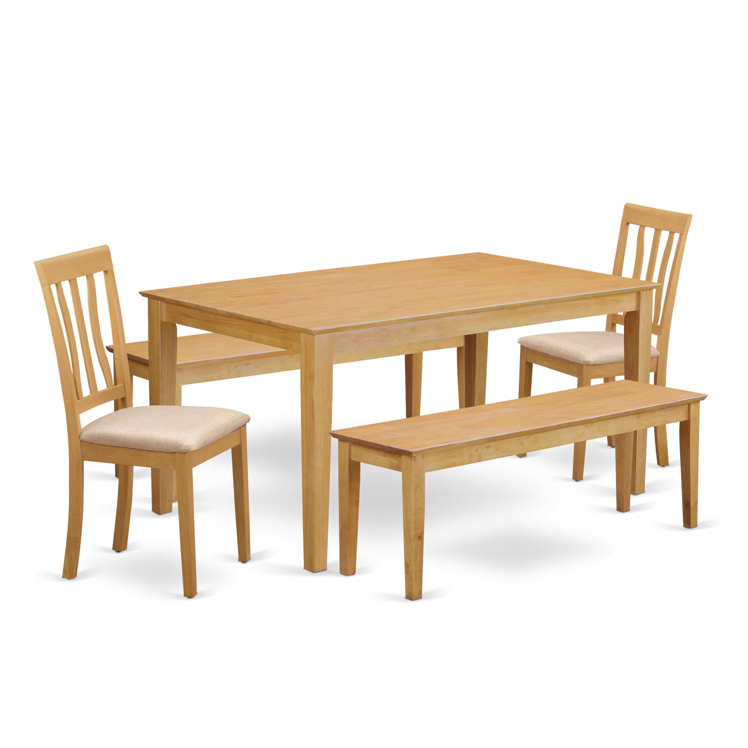 CAAN5C-OAK-C 5 Pc Dining room set for 4 - Table and 2 Dining Chairs plus 2 benches