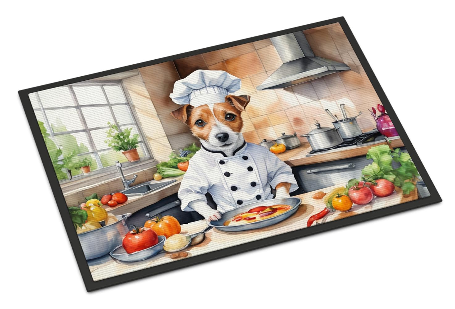 Carolines Treasures DAC6270JMAT Jack Russell Terrier The Chef Doormat Front Door Mat Indoor Outdoor Rugs for Entryway, Non Slip Washable Low Pile, 24H X 36W