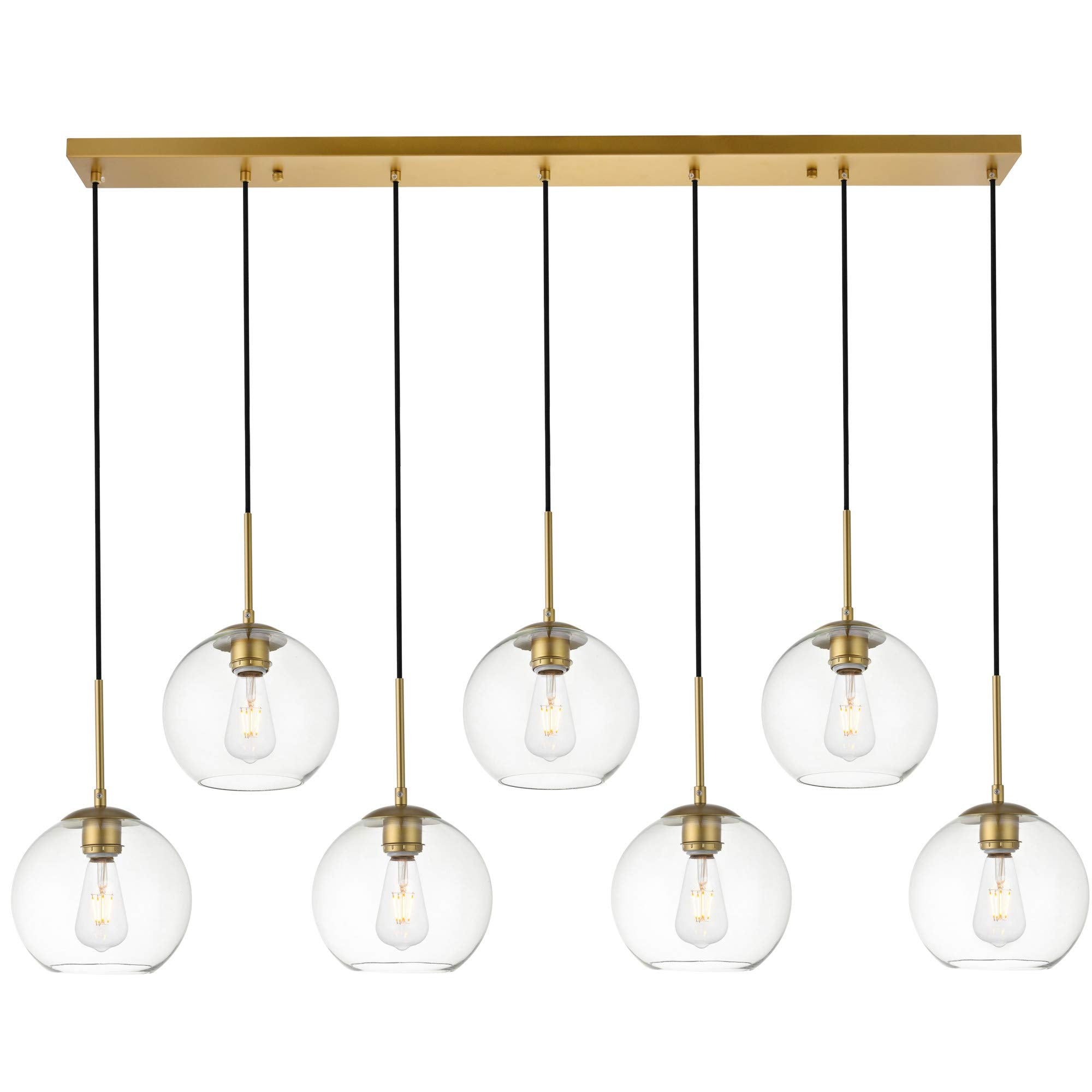 Baxter 7 Lights Brass Pendant With Clear Glass