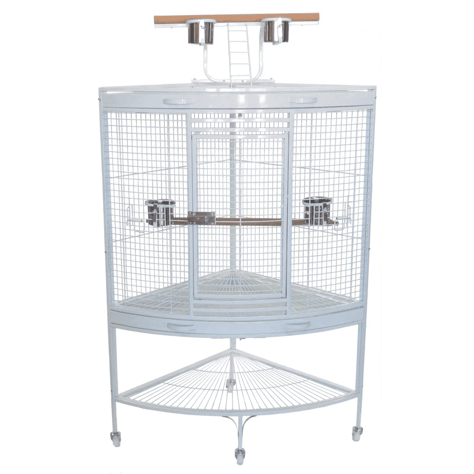 3/4 Bar Spacing Corner Wrought Iron Parrot Cage - 37″x26.5x62″ In White″