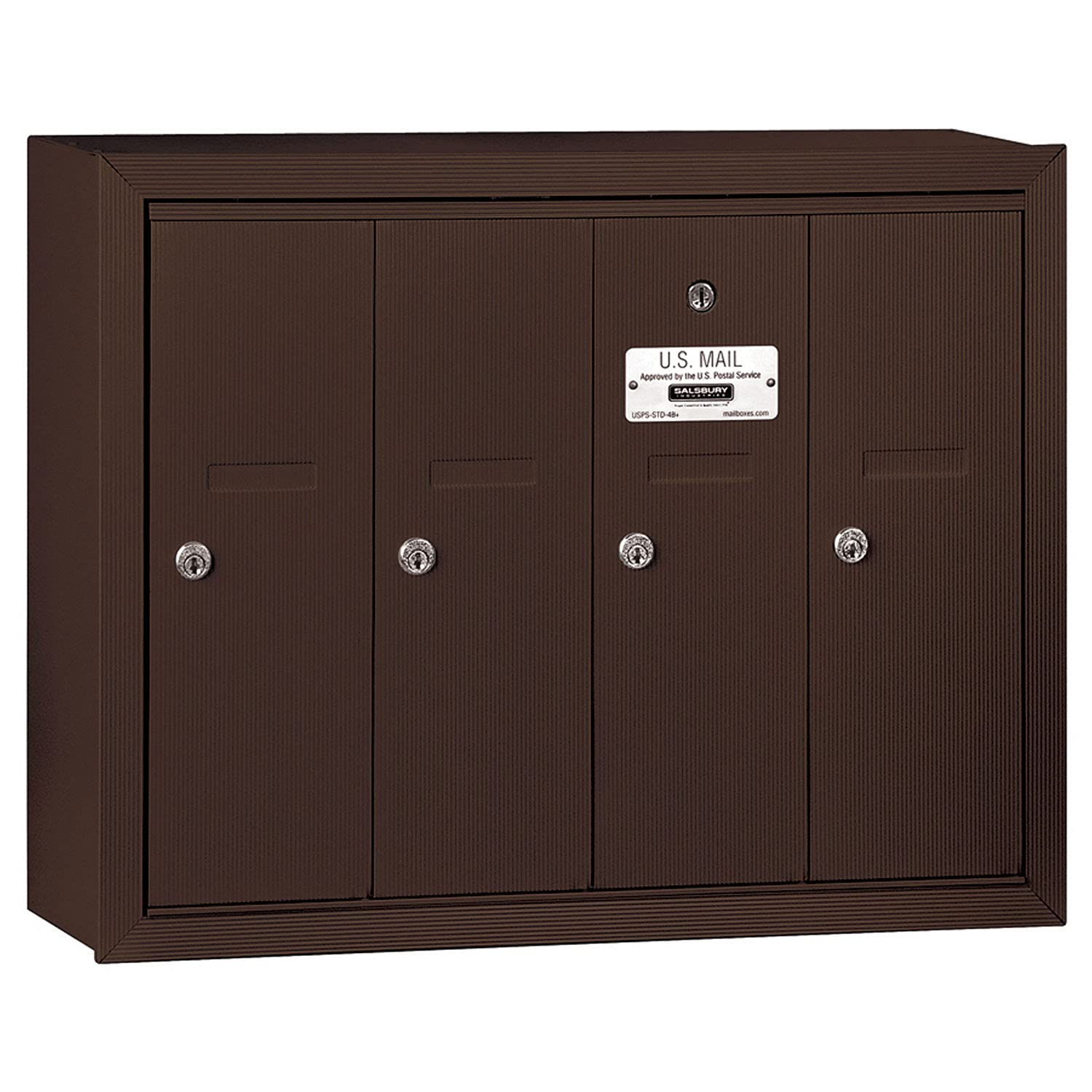 Vertical Mailbox (Includes Master Commercial Lock) - 4 Doors - Bronze - Surface Mounted - Private Access