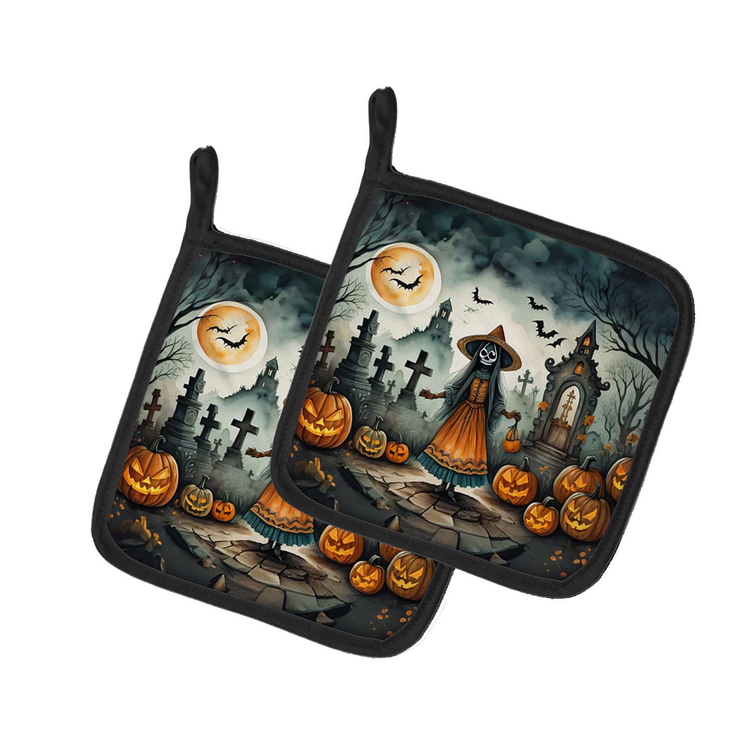 La Llorona Skeleton Spooky Halloween Pair of Pot Holders