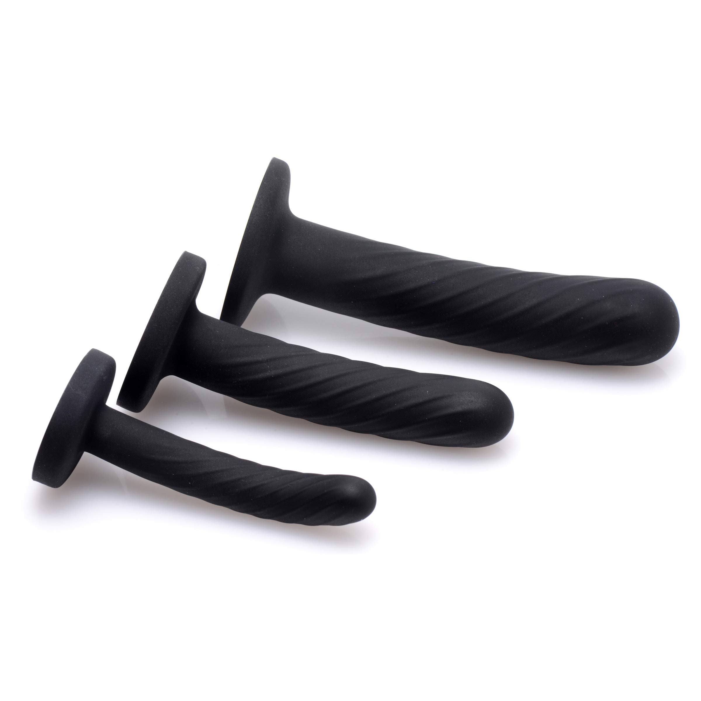 Trinity Strap-On Silicone 3 Piece Dildo Set  Black