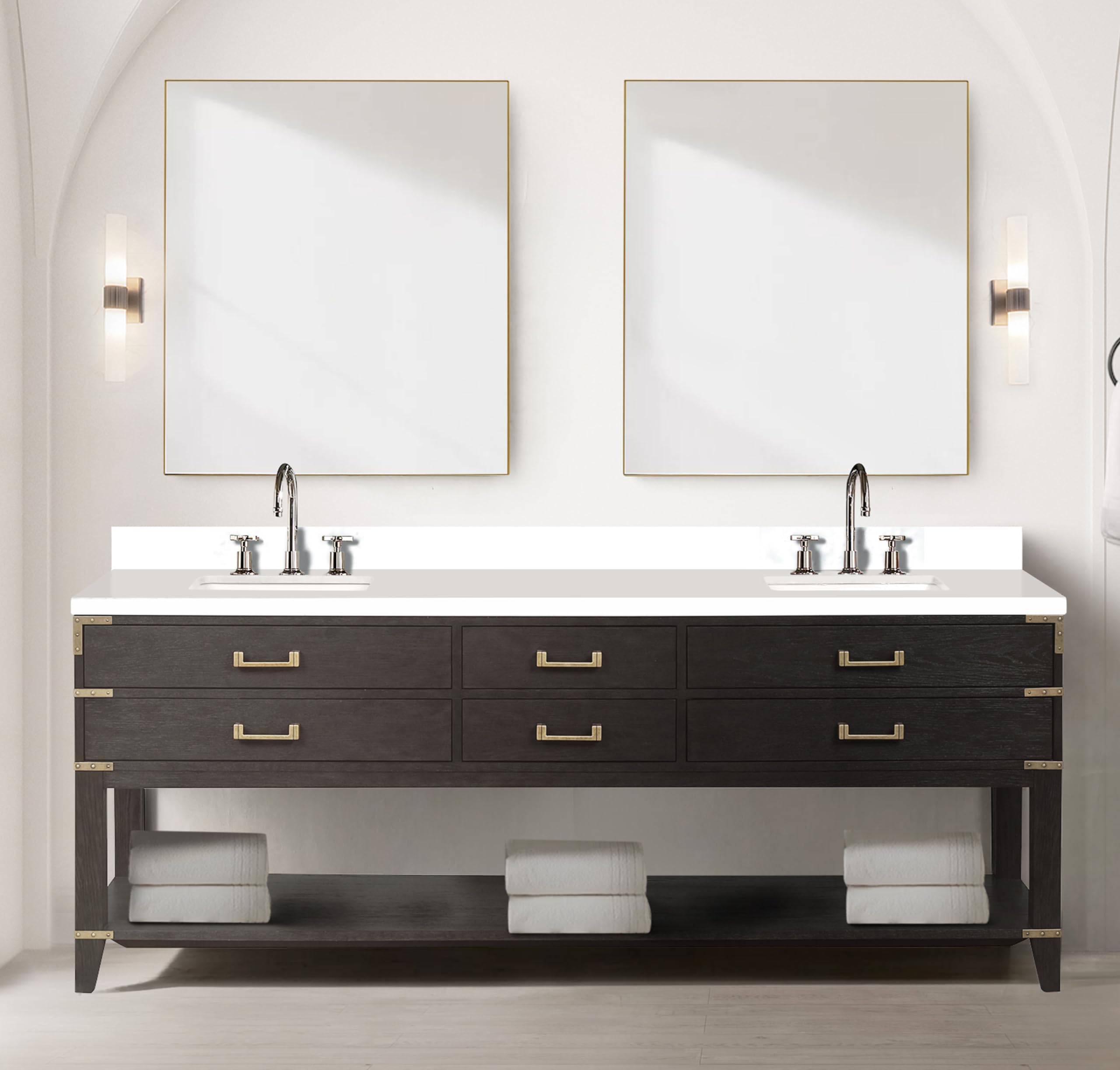 Norwalk 48 in W x 22 in D Brown Oak Single Bath Vanity and White Quartz Top